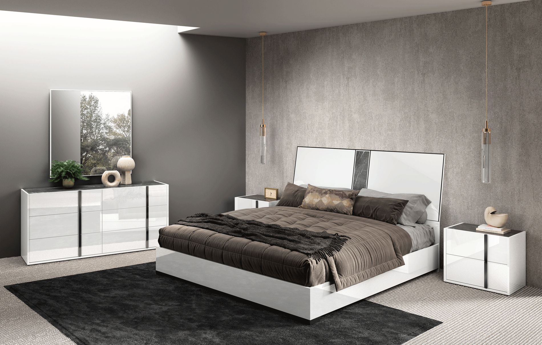 Bianca - Marble Queen Size Bed - White