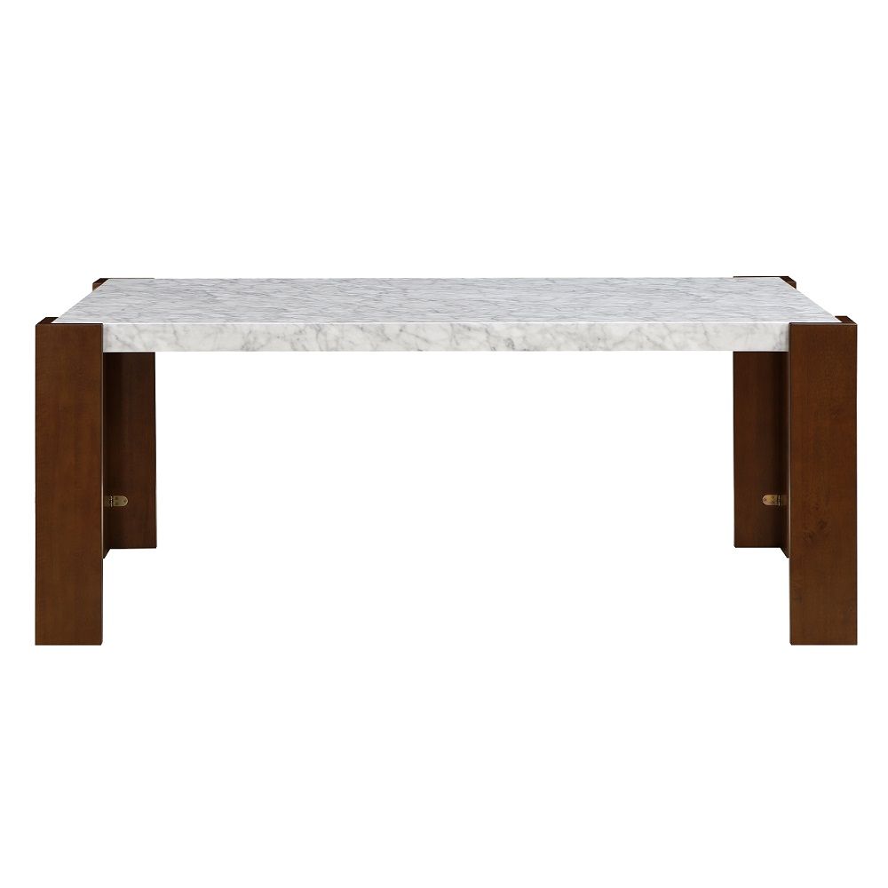 Hettie - Dining Table With Engineeed Stone Top - Engineered Stone Top & Brown, white, view 6