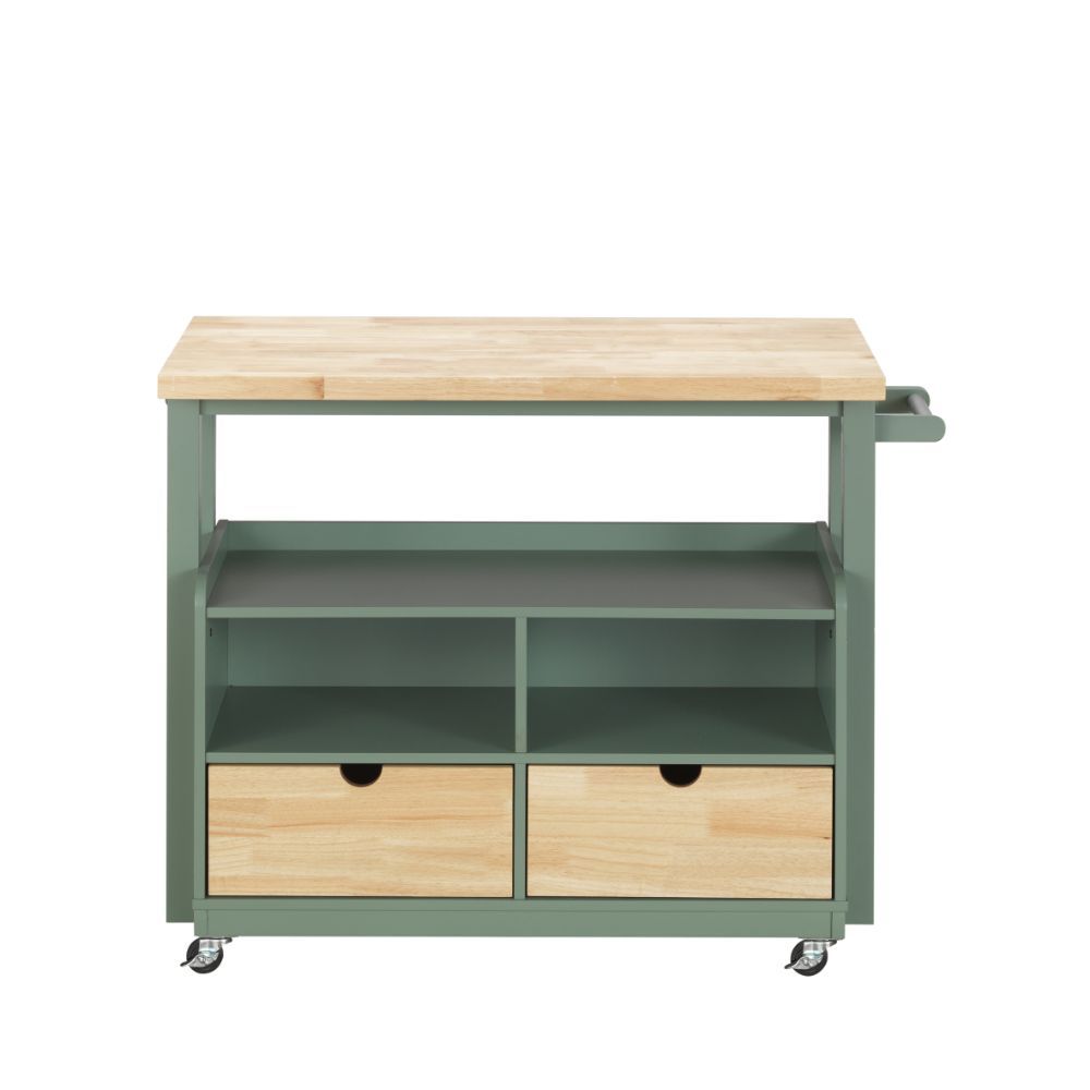 Harper - Kitchen Cart - Natural & Green, dark green, view 2
