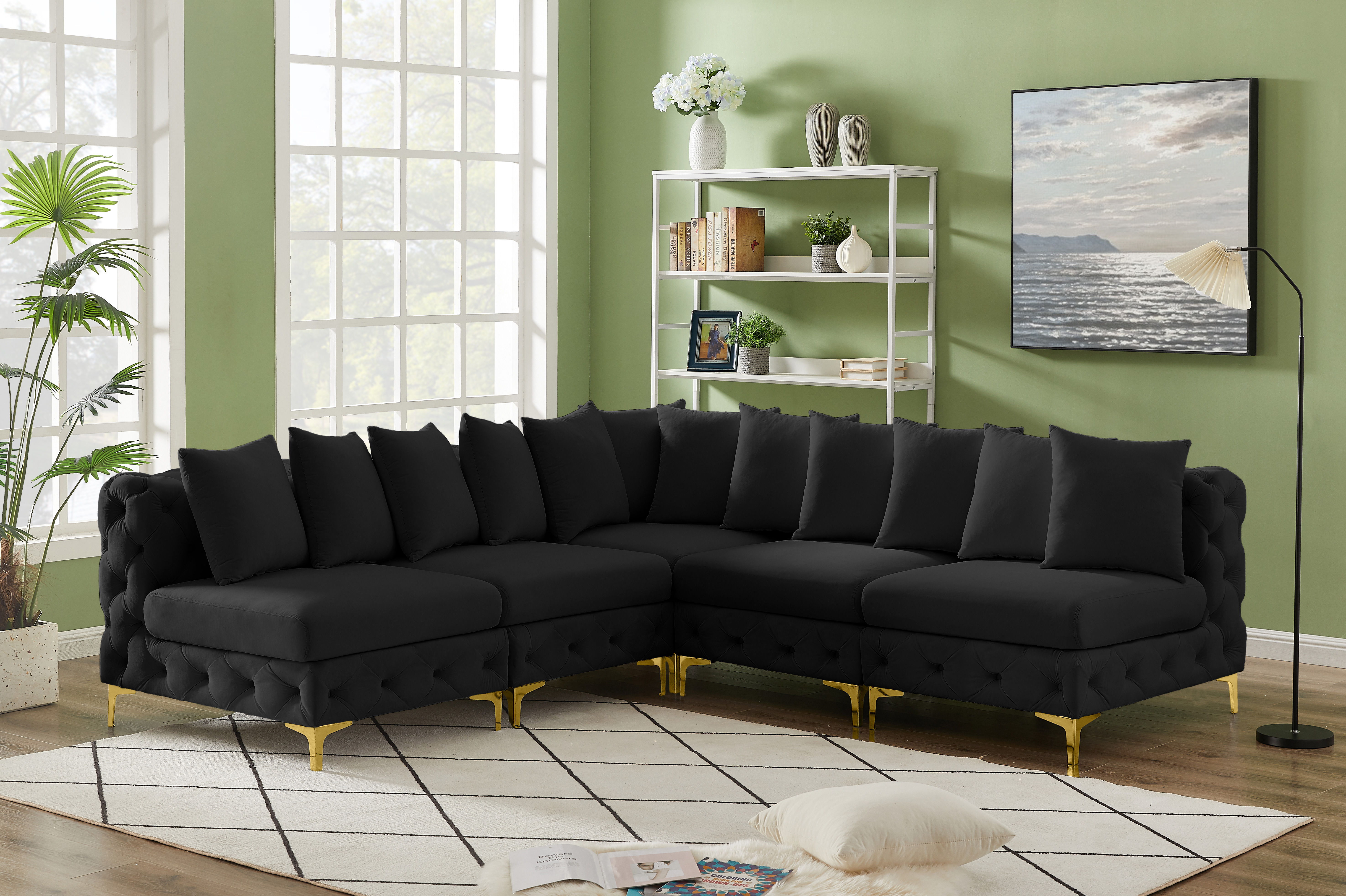 Tremblay - 5 Piece Modular Corner Armless Sectional - Black