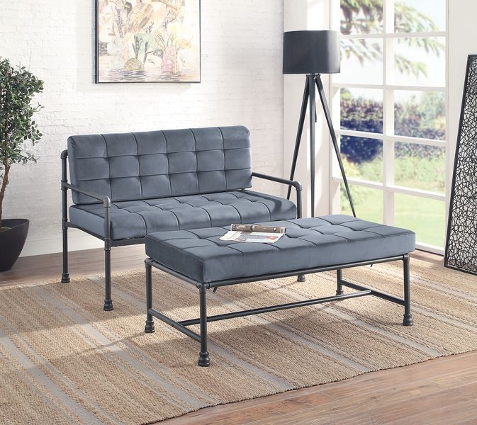 Brantley - Bench - Gray Velvet & Sandy Gray, dark gray, view 2