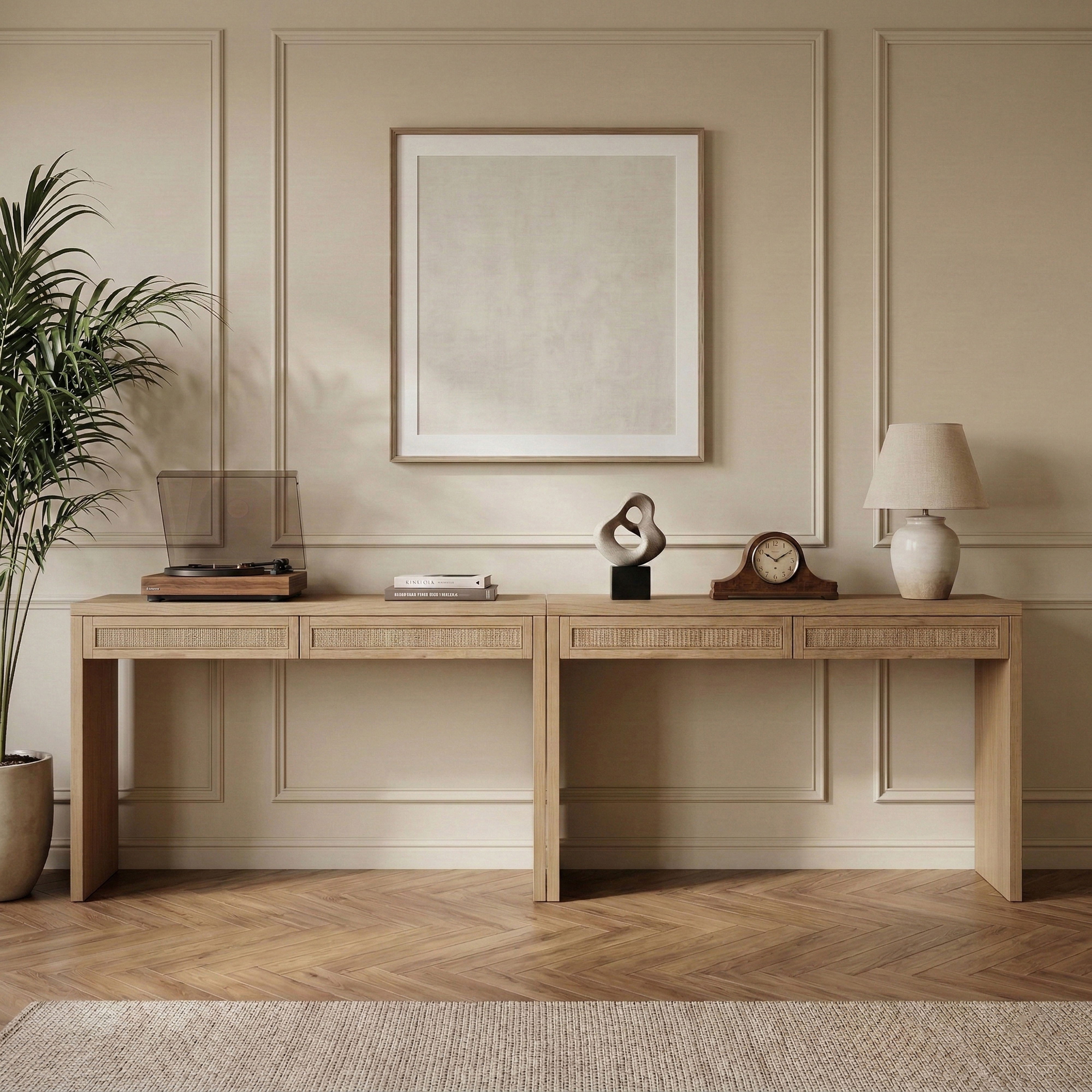 Avro - Solid Wood And Oak Veneer 2 Piece Desk - Natural