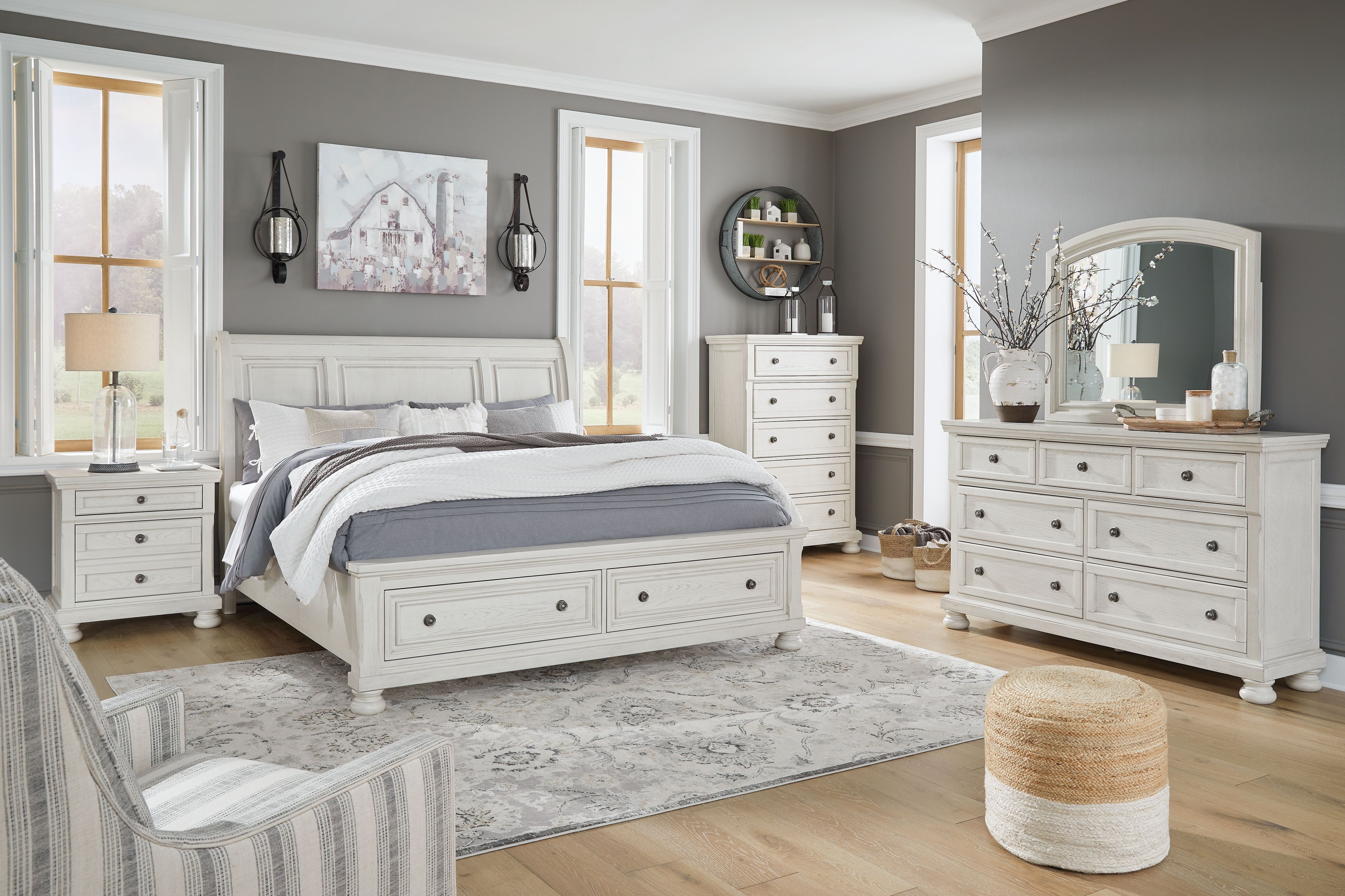 California King · 5 Pc · Dresser, Mirror, California King Sleigh Bed With 2 Storage Drawers