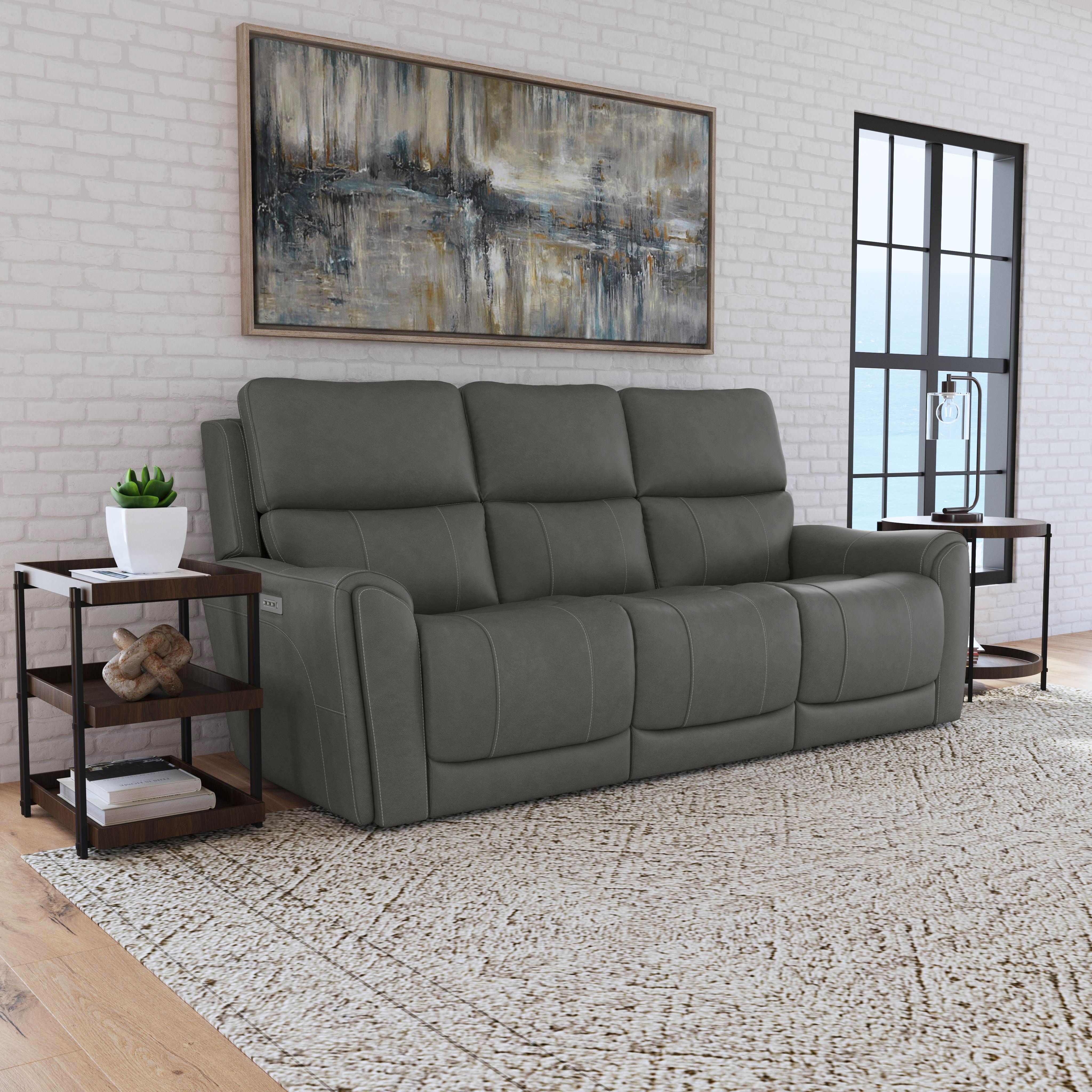 Carter - Power Reclining Sofa With Console & Power Headrests & Lumbar - Smoke, dark gray, view 6