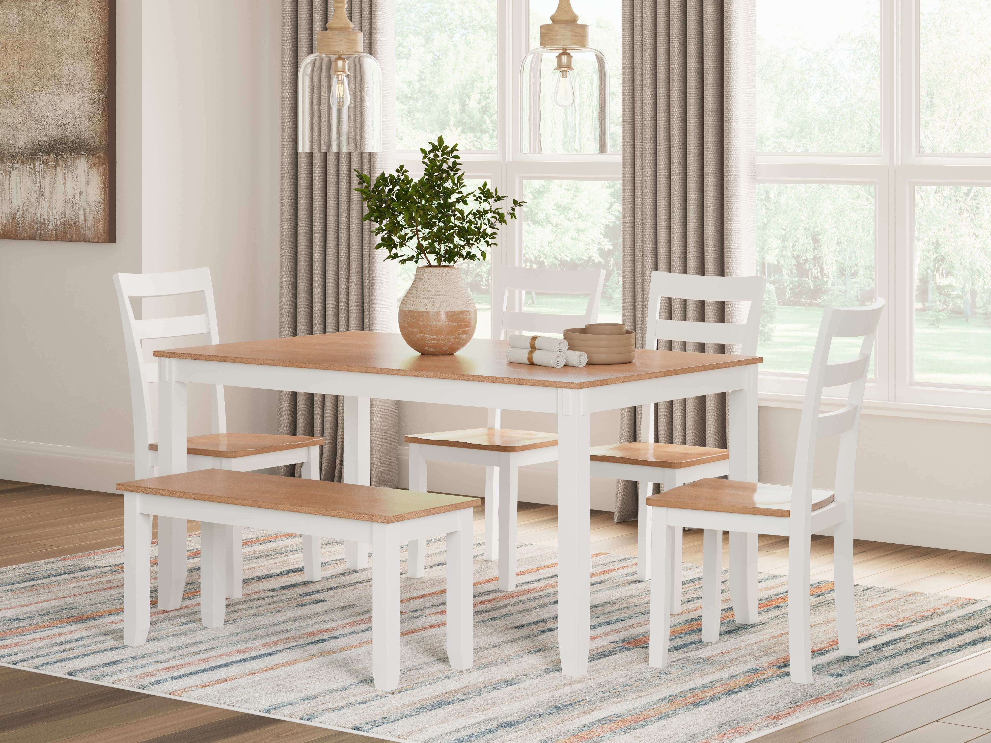 Ashley Furniture Gesthaven - Dining Room Table Set (Set of 6) - Natural / White - Image 2
