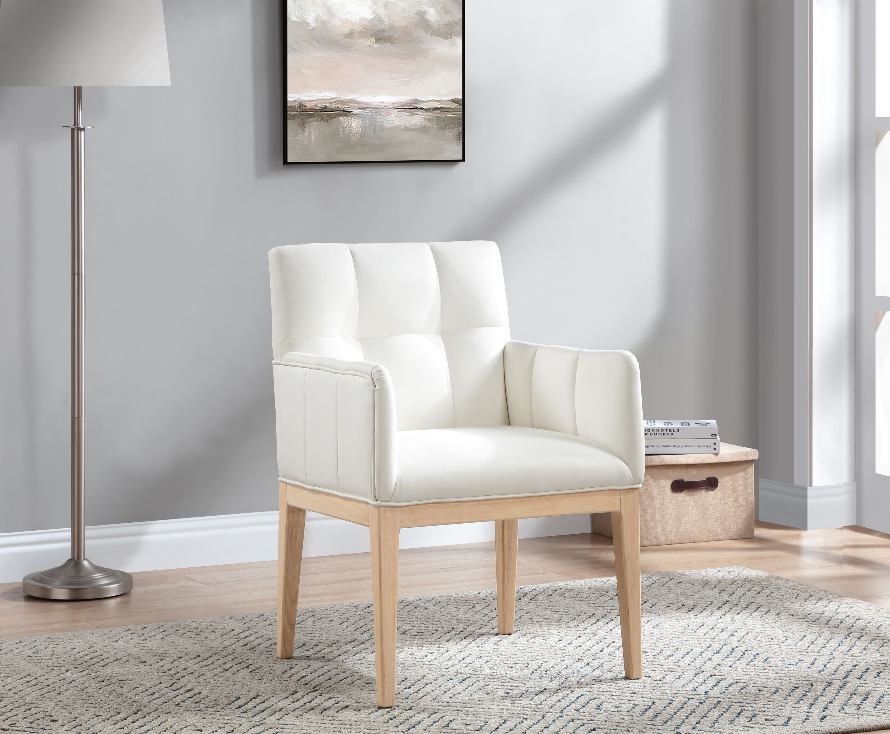 Adrian - Faux Leather Dining Arm Chair (Set of 2) - Cream