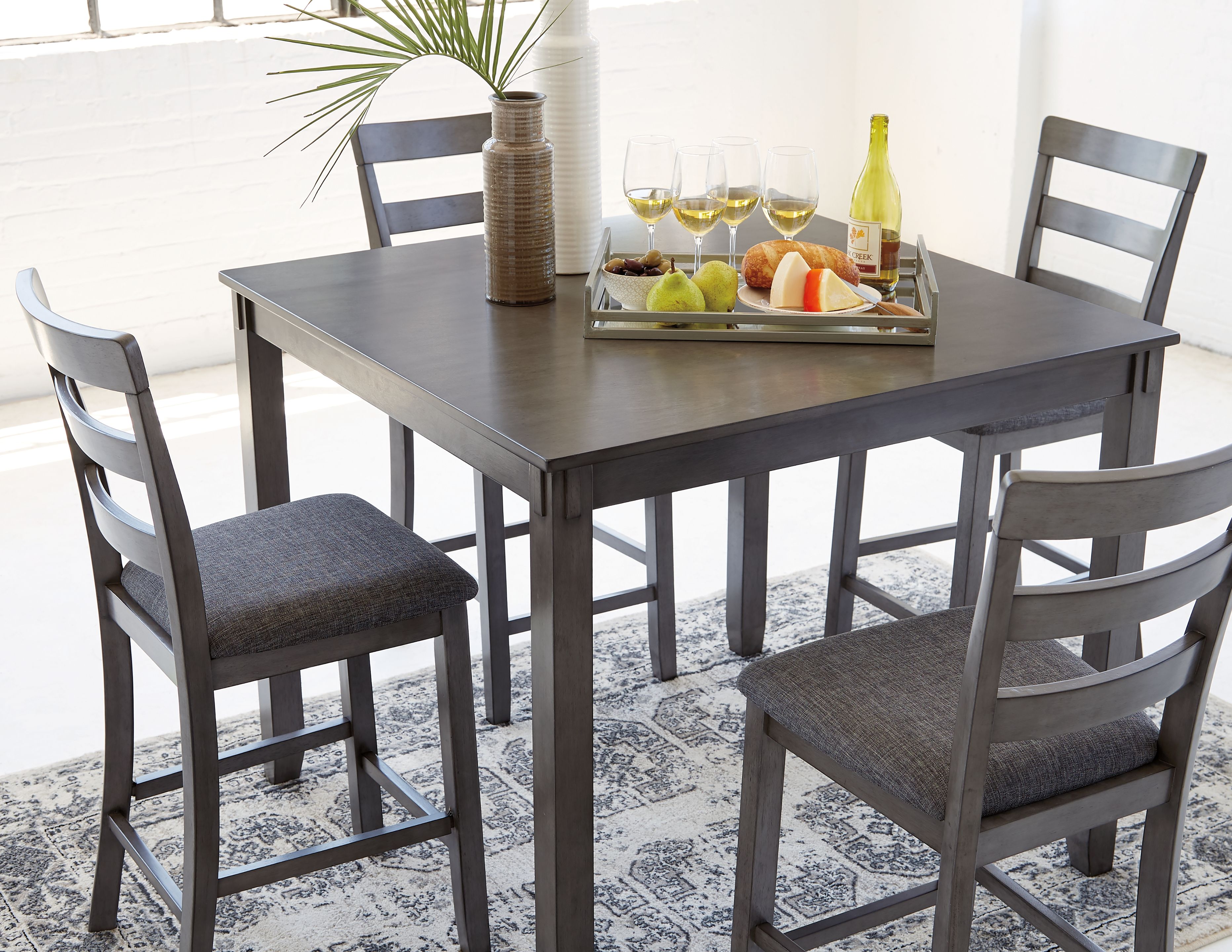 Ashley Furniture Bridson - Square Counter TBL Set (Set of 5) - Gray - Image 8