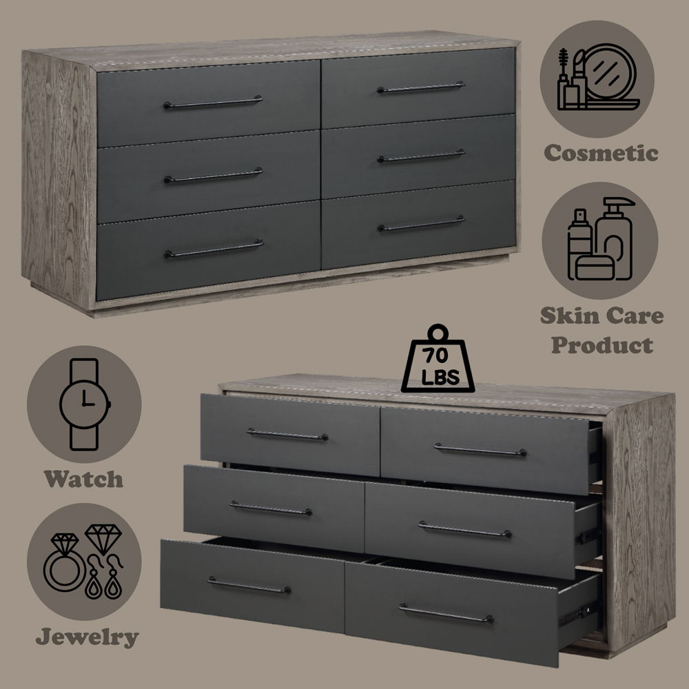 Estevon - Dresser - Gray Oak, dark gray, view 5