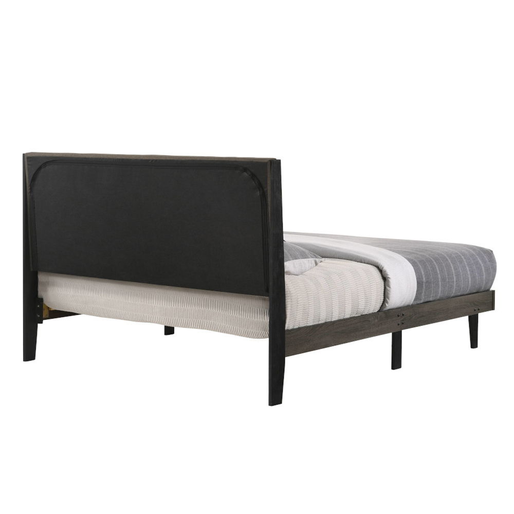 Valdemar - Queen Bed - Brown Fabric & Weathered Gray, dark brown, view 4