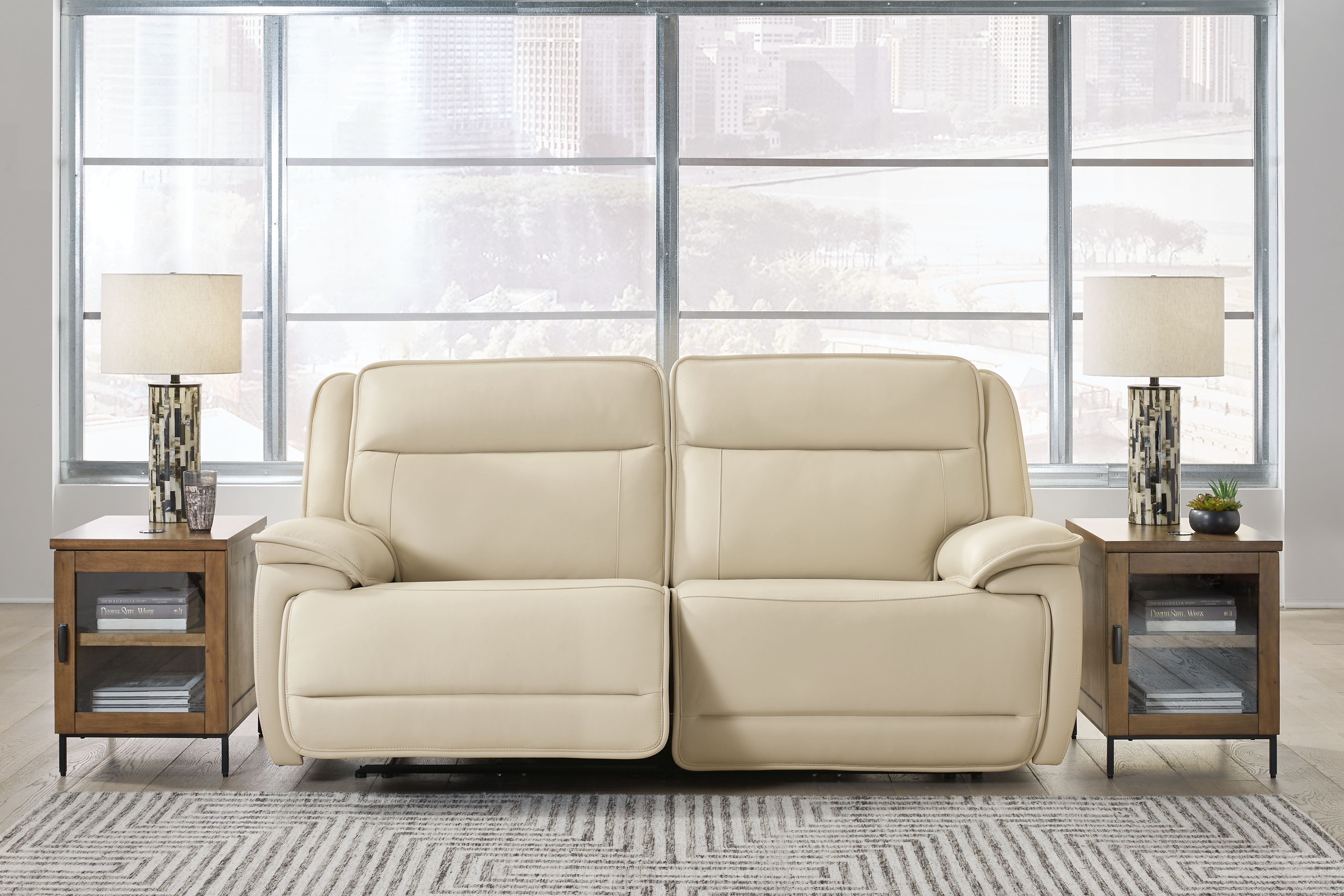 Ashley Furniture Double Deal - 2-Piece Power Reclining Loveseat Sectional - Almond - Image 5