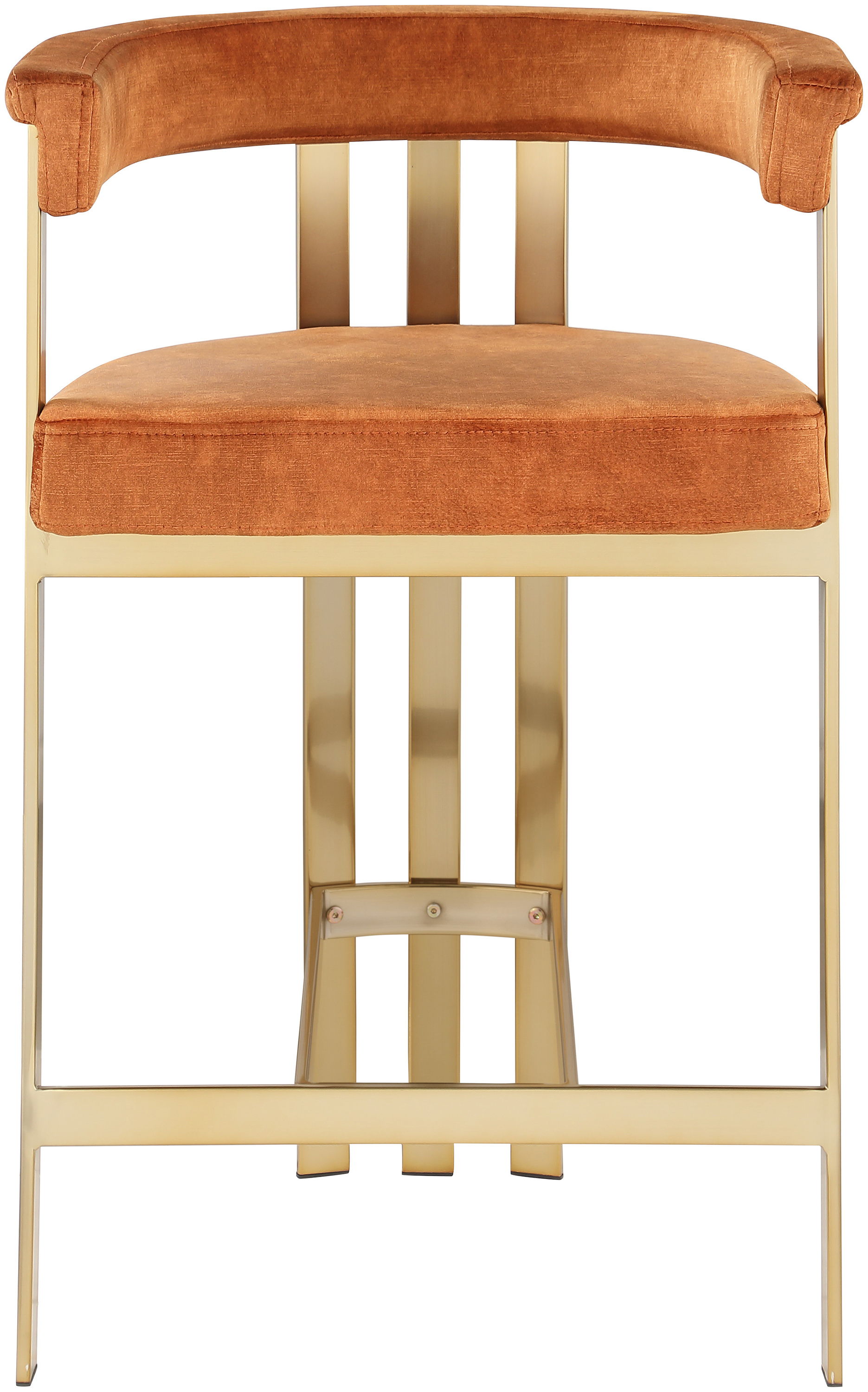 Marcello - Counter Stool With Brushed Gold Iron Frame (Set of 2) - Cognac