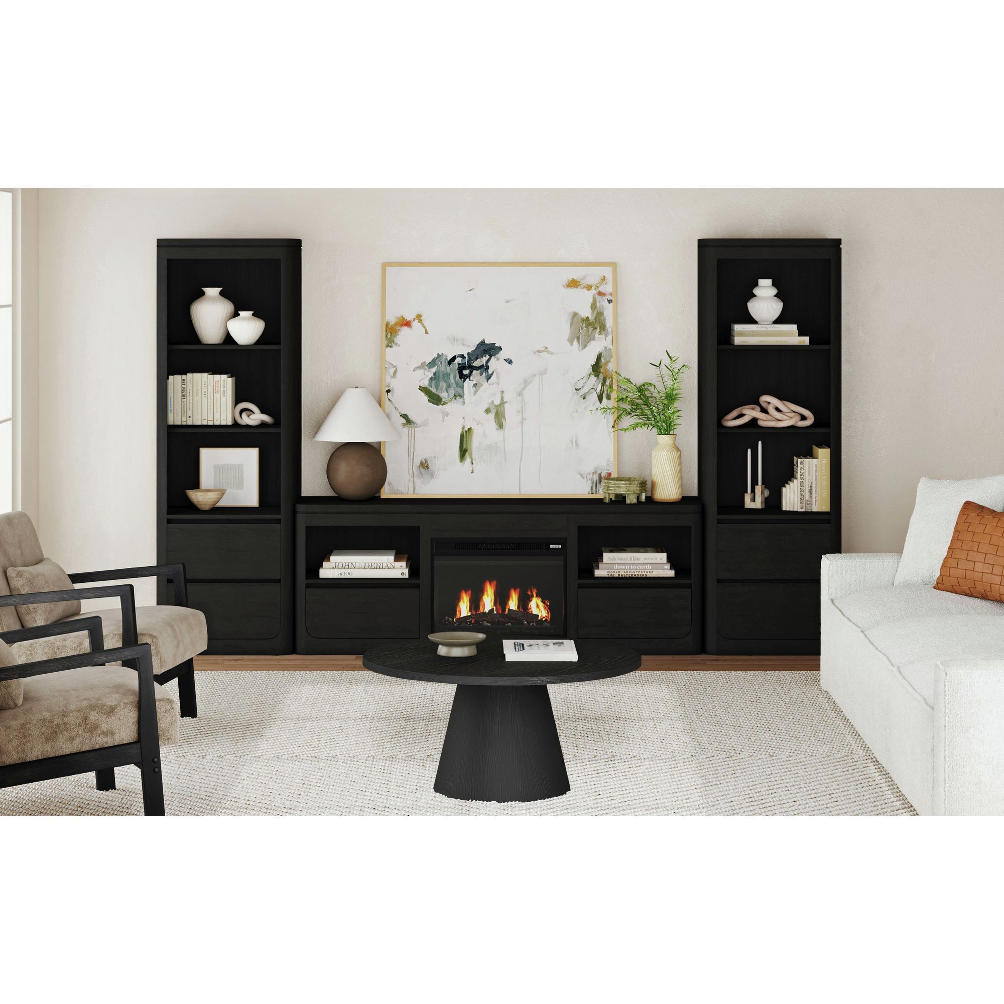 Rosalie - 71" TV Console With Fireplace Insert - Black