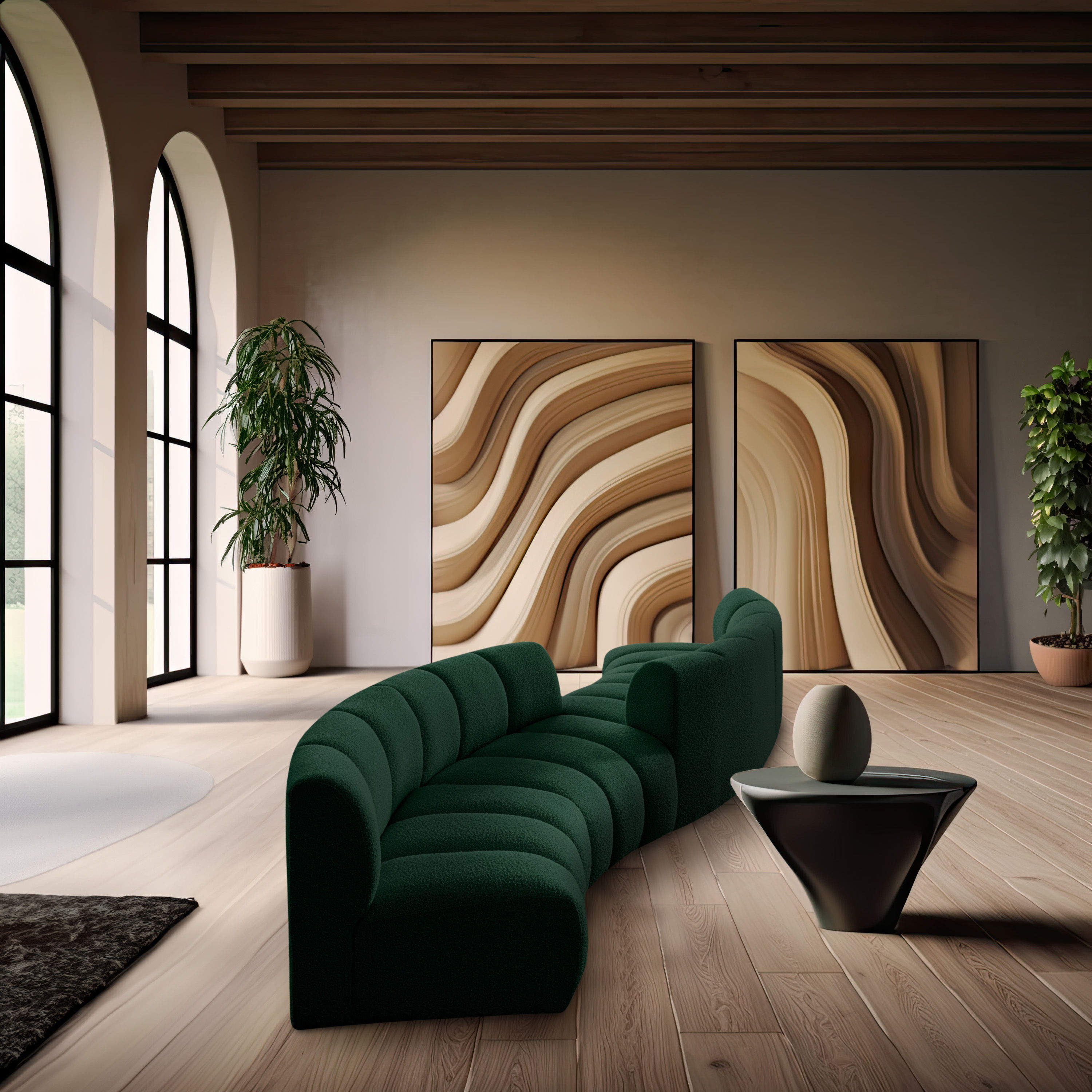 Infinity - 4 Piece S-Shaped Modular Sectional - Green
