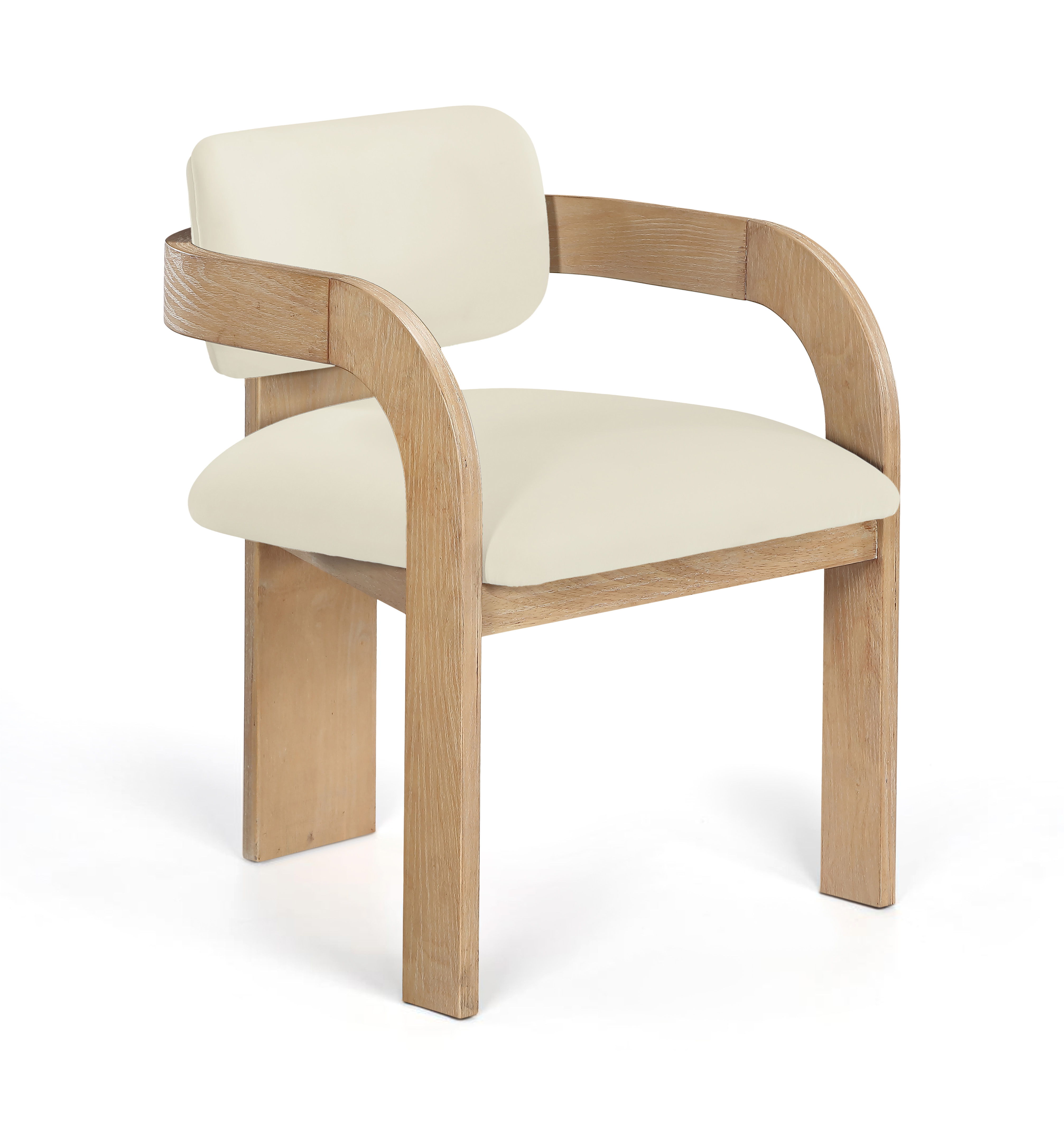 Cedra - Velvet Performance Fabric Upholstered Dining Chair (Set of 2) - Cream / Natural