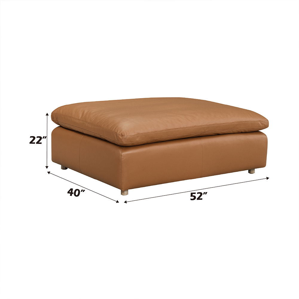 Brighton - Ottoman - Brown Top Grain Leather, light brown, view 3