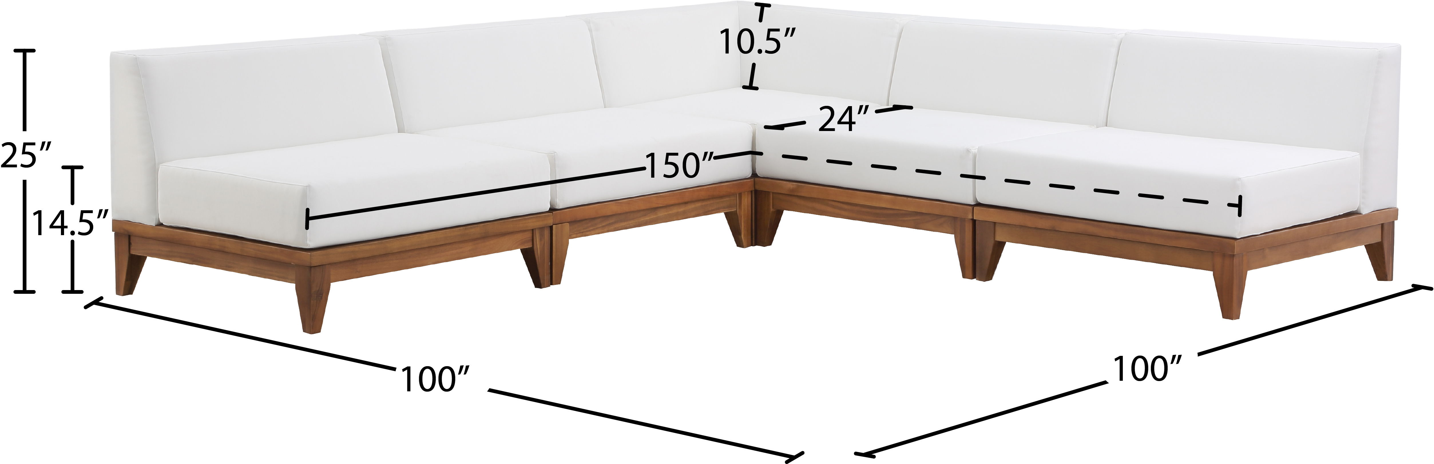 Rio - 5 Piece Fabric Modular Sectional - Off-White