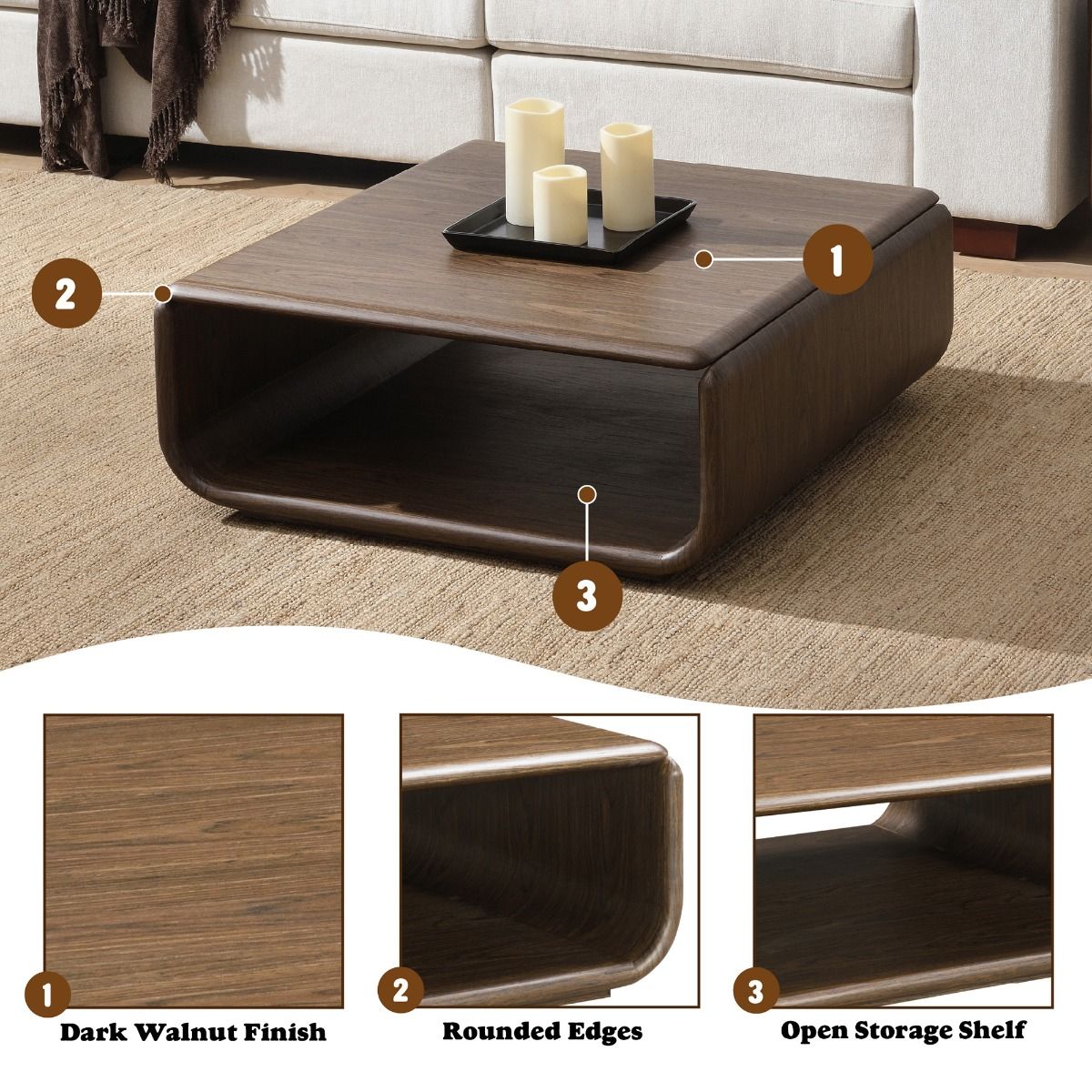 Lanza - Coffee Table - Dark Walnut, dark brown, view 7