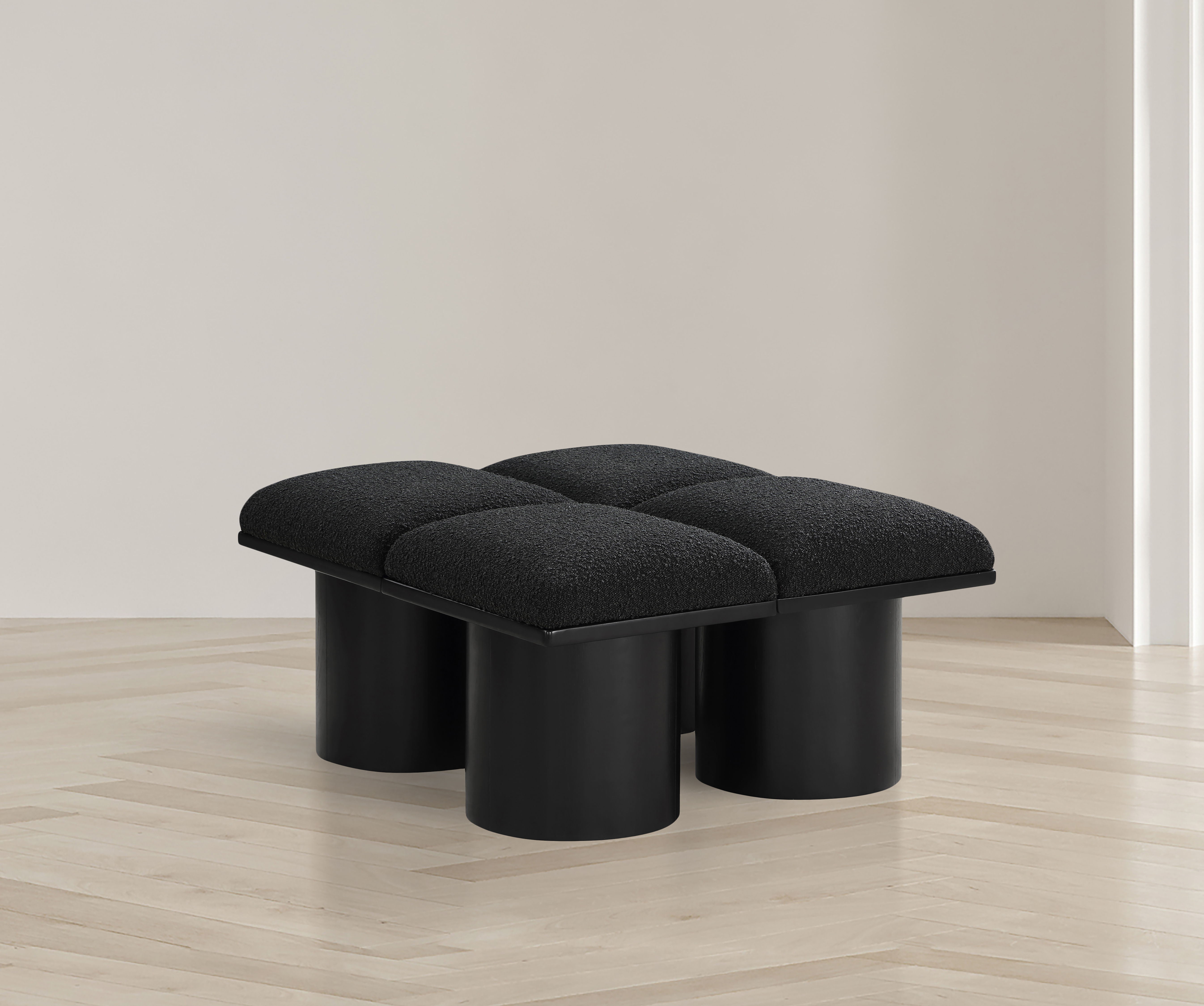 Pavilion - 31" 4 Piece Modular Bench With Black Base - Black