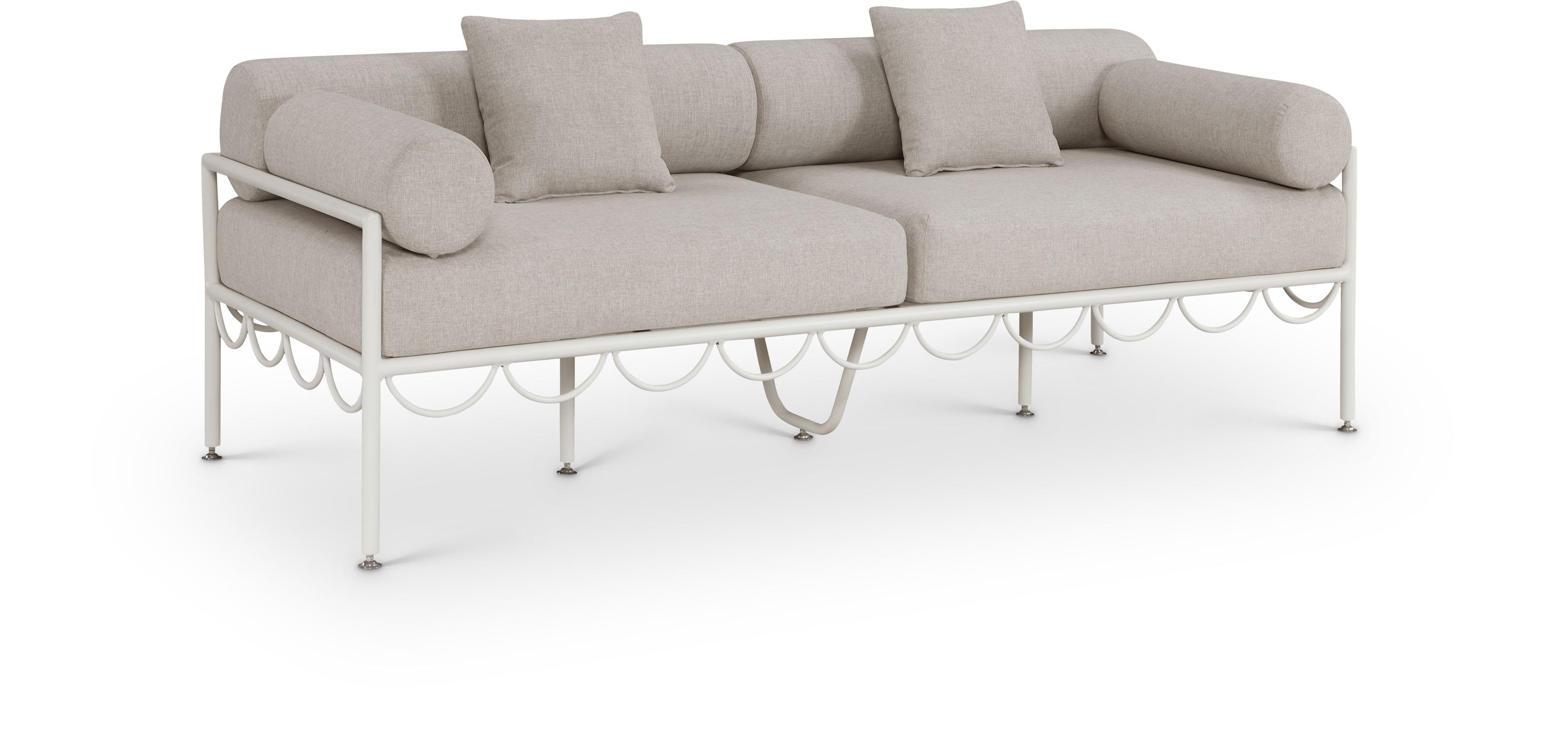 Portofino - Resilient Water Repellent Fabric 85.75" Upholstered Outdoor Patio Sofa - Beige