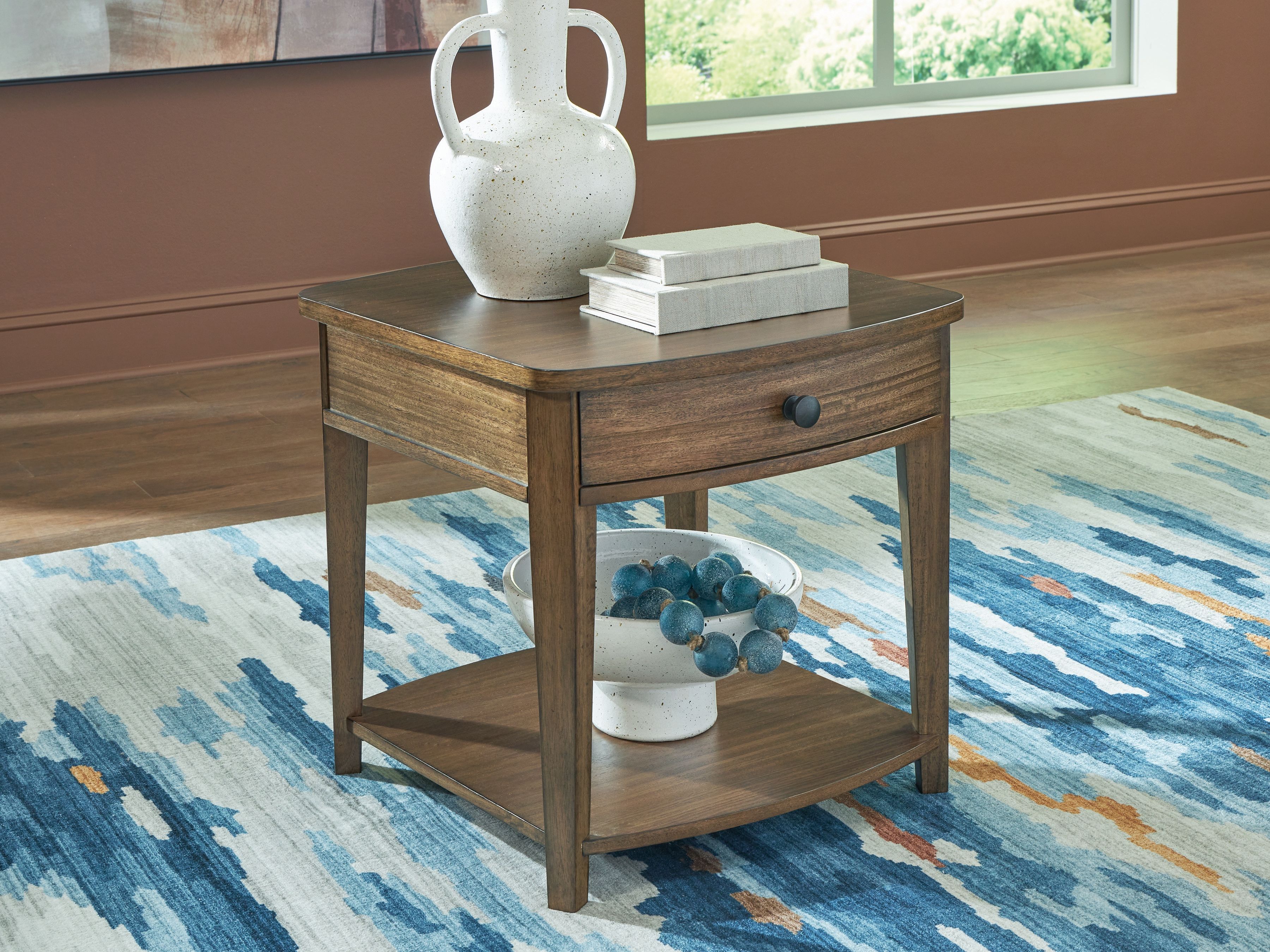 Burkbyer - Rectangular End Table - Brown