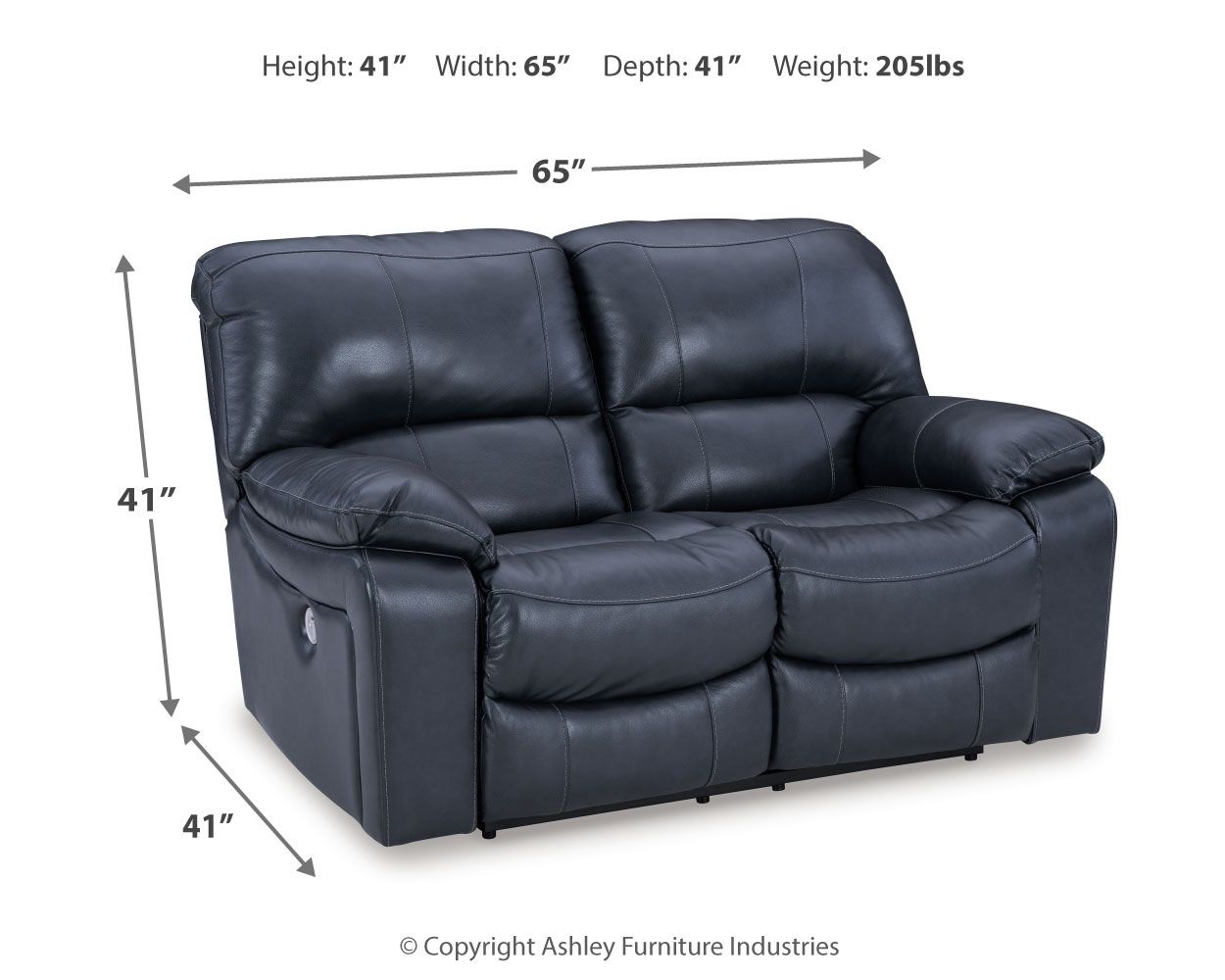 Ashley Furniture Leesworth - Power Reclining Loveseat - Ocean - Image 4