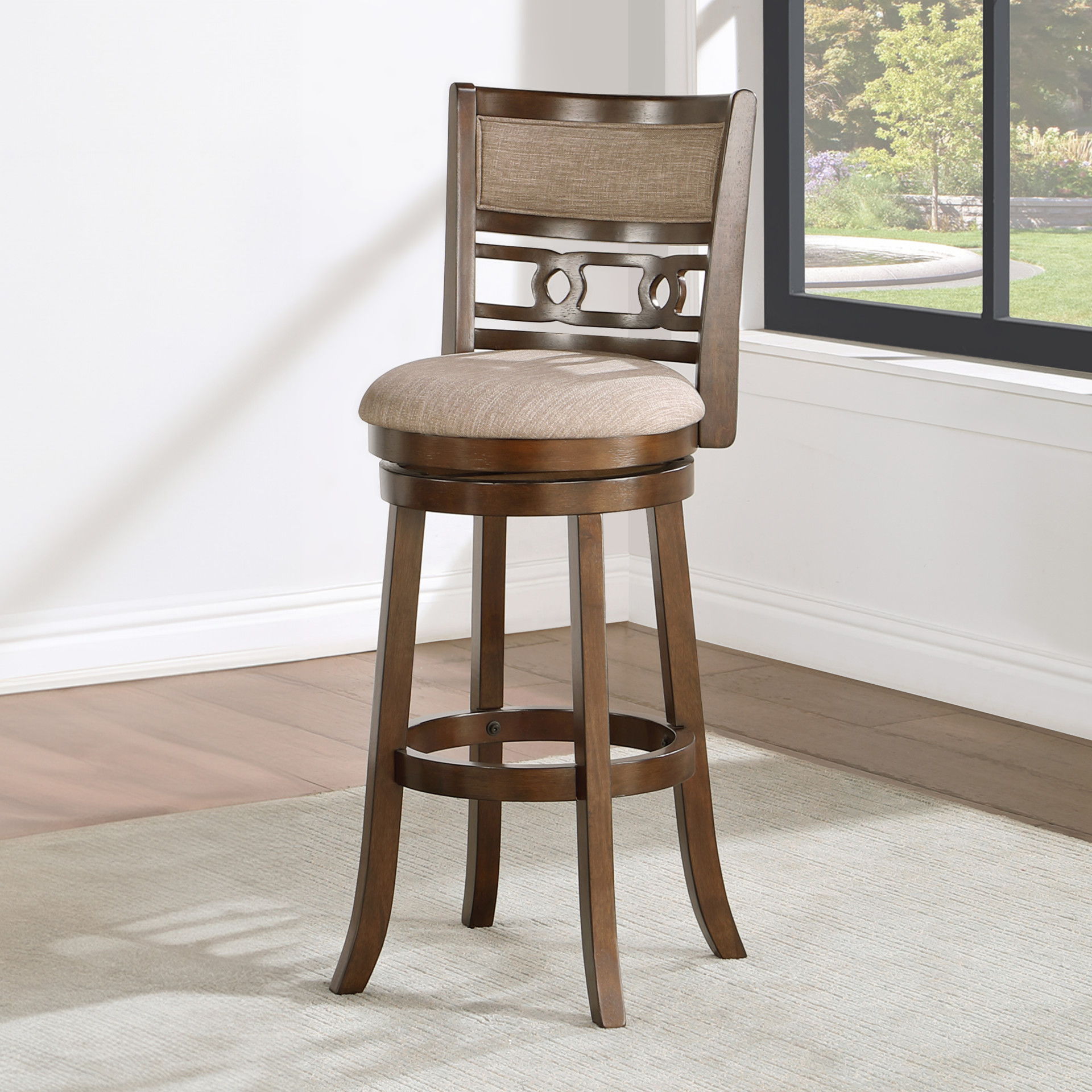 Gia - Swivel Barstool - Cherry / Brown - Fabric, dark brown, view 7