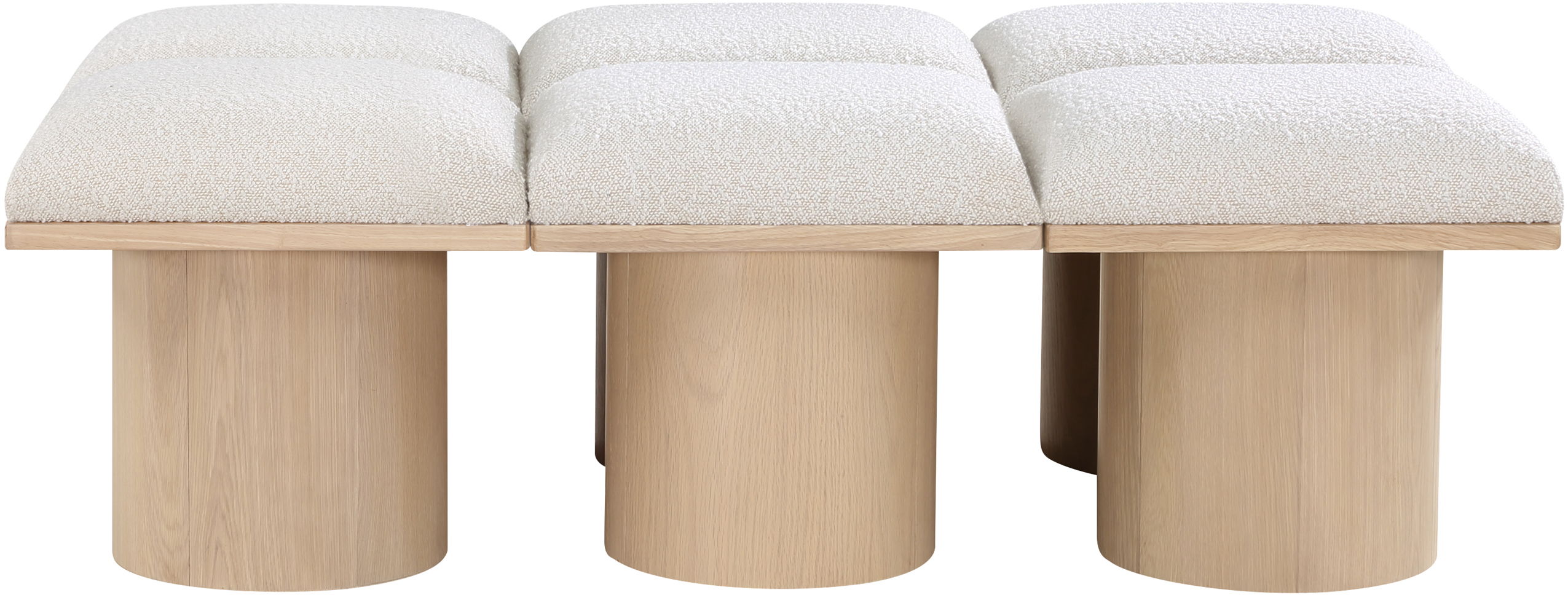 Pavilion - 54" 6 Piece Modular Bench With Natural Base - Cream