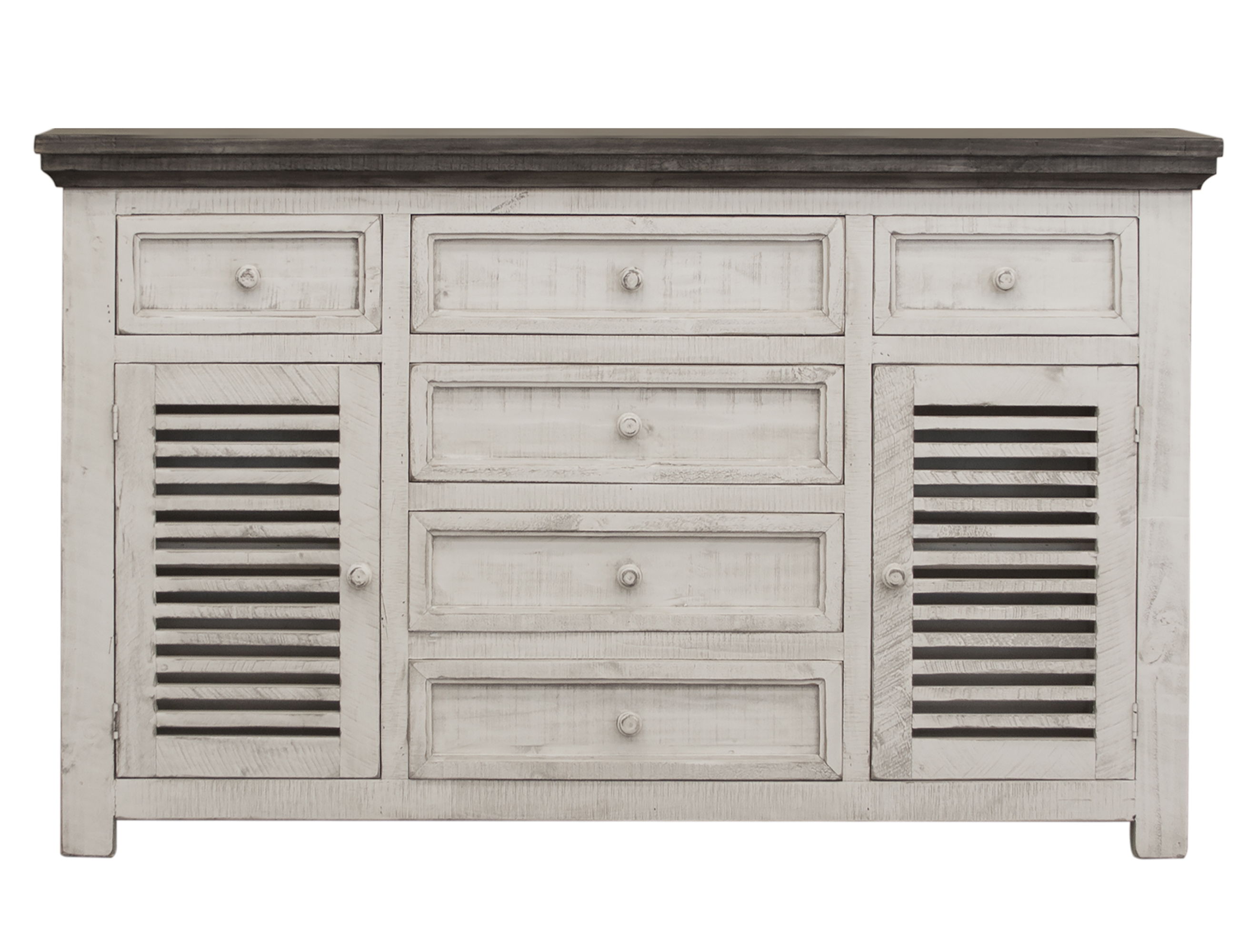 International Furniture Direct Stone - Buffet - Antiqued Ivory / Weathered Gray