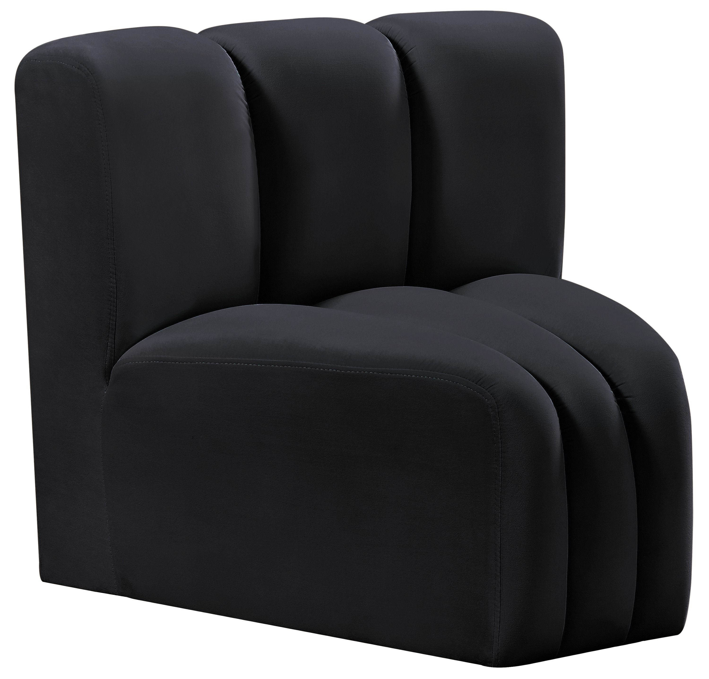 Arc - Velvet Curved Corner Chair - Black
