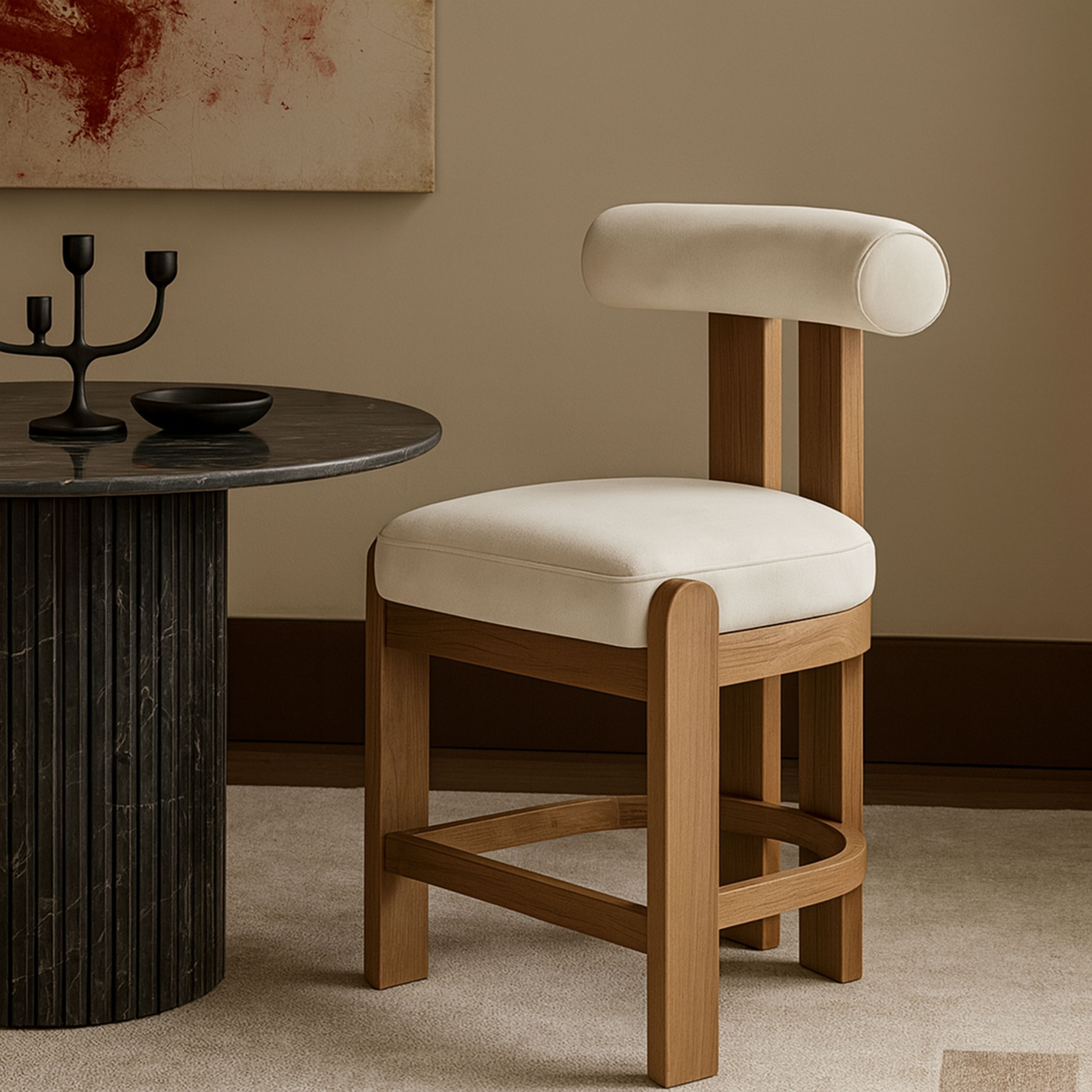 Arienzo - Velvet Upholstered Counter Stool (Set of 2) - Cream