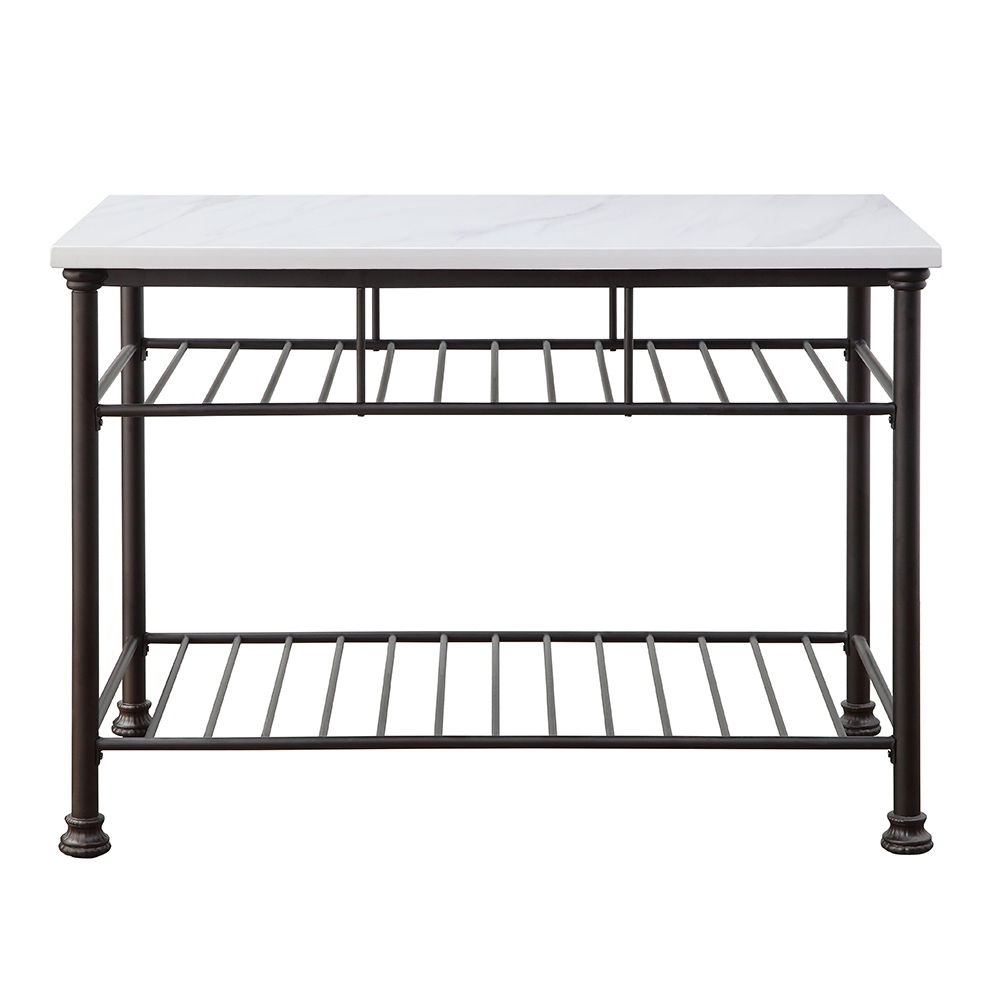 Freyja - Kitchen Island - White Cultured Marble Top & Gray, white, view 3