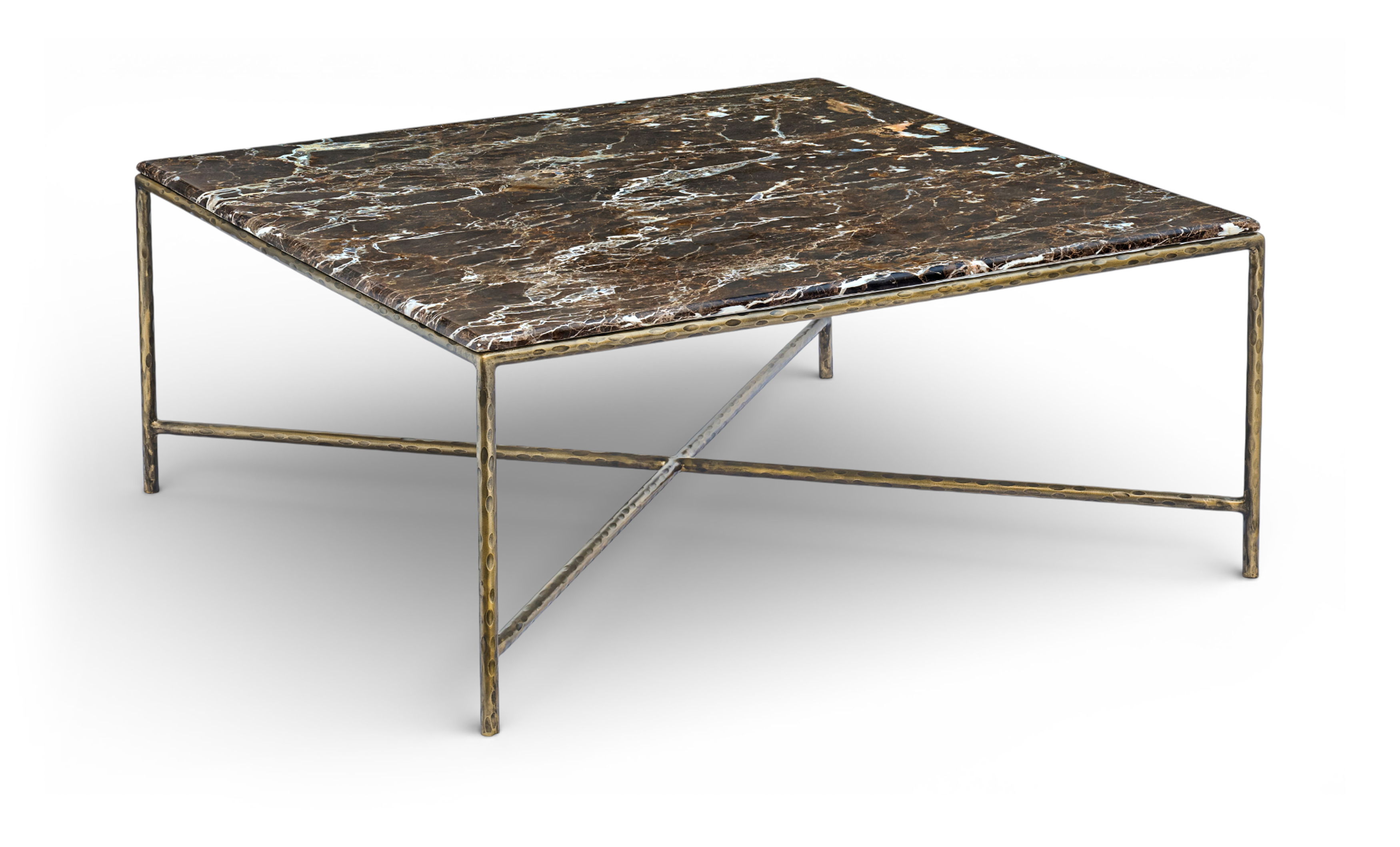 Valen - Marble And Iron Coffee Table - Brown