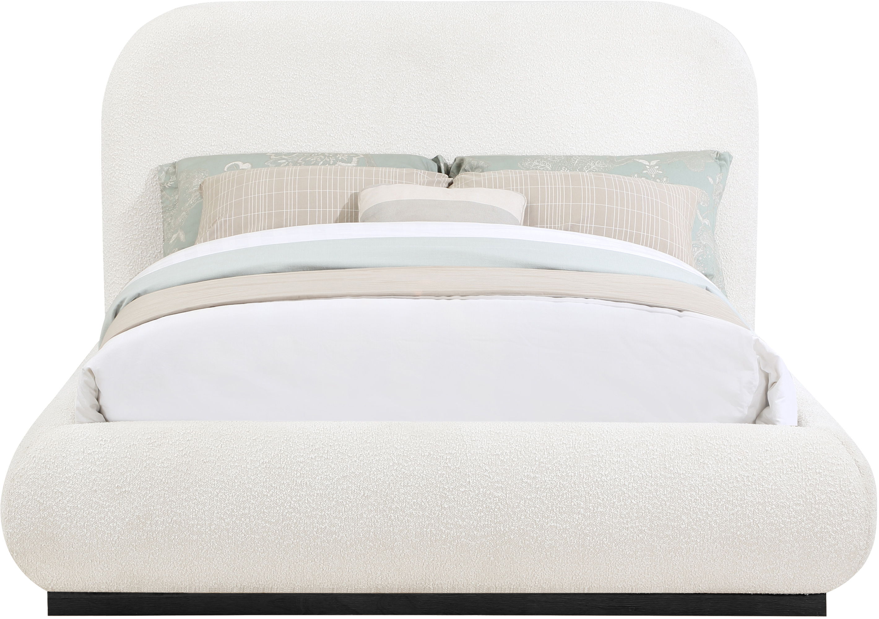 Vaughn - Boucle King Bed With Black Base - Cream