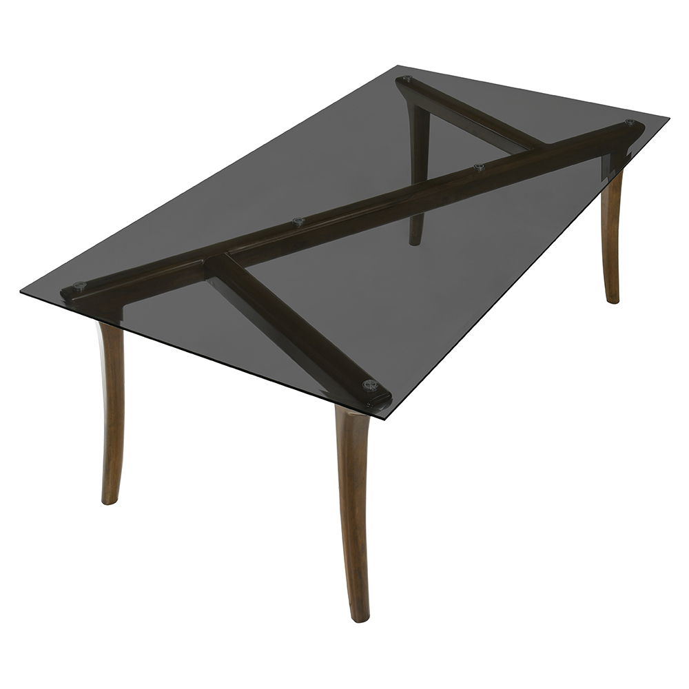 Danzel - Dining Table With Glass Top - Vintage Oak, dark brown, view 3