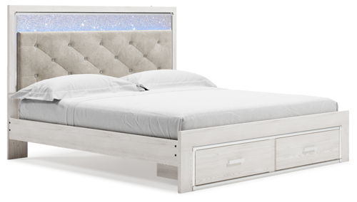 Altyra - King Upholstered Storage Bed - White, white