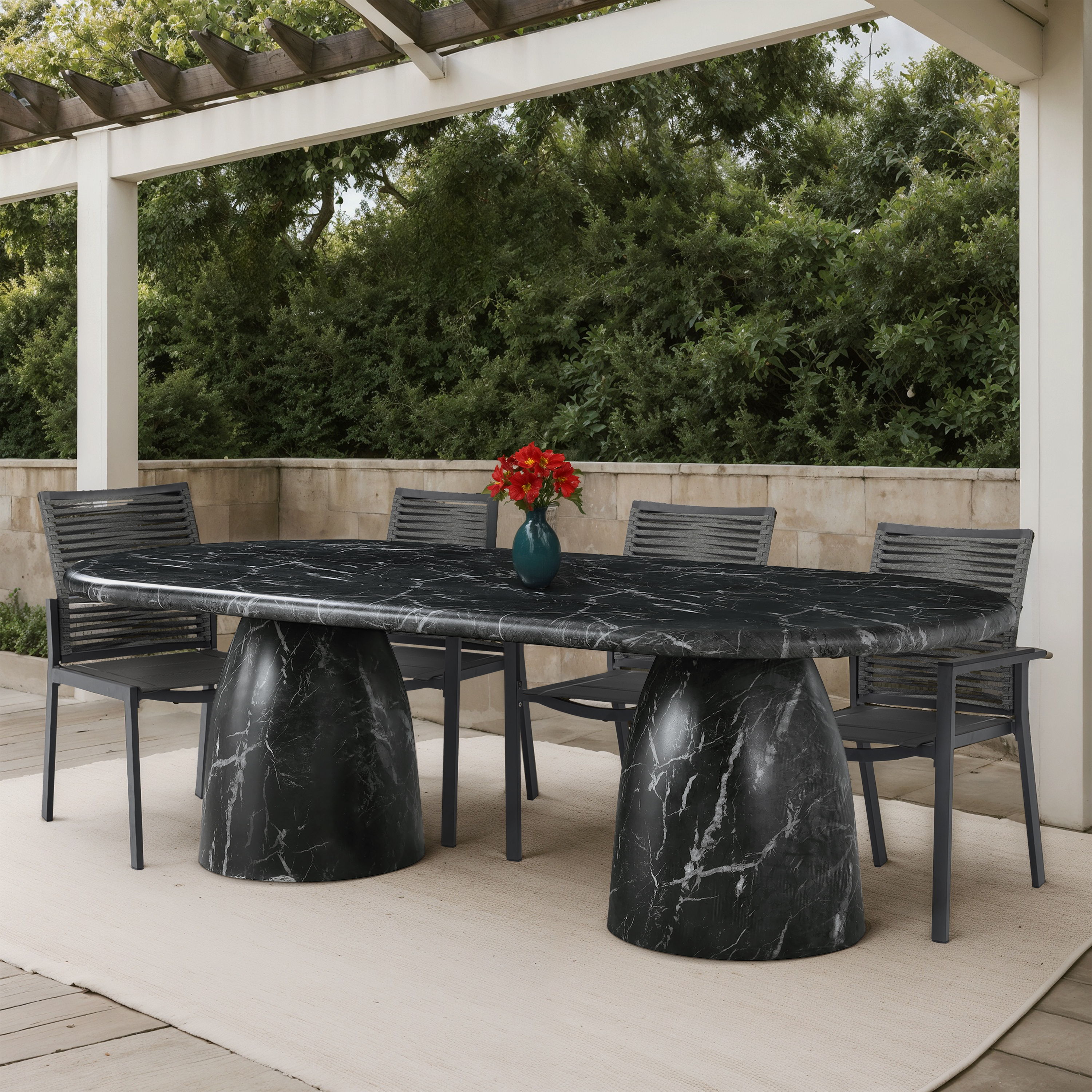 Cosenza - 96" Marble Finish Concrete Dining Table - Black