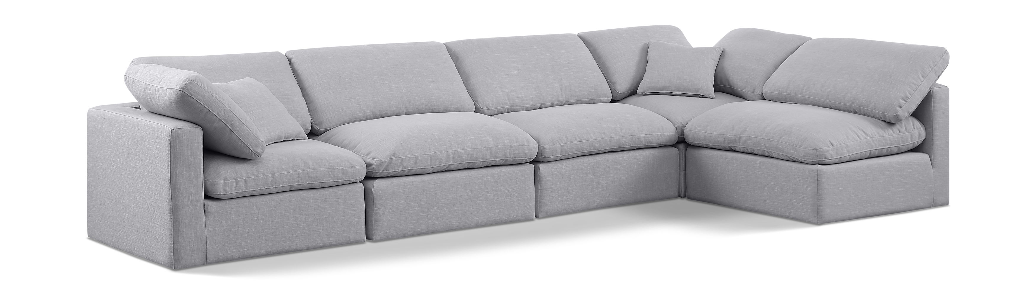 Indulge - Linen 5 Piece Modular Sectional - Gray