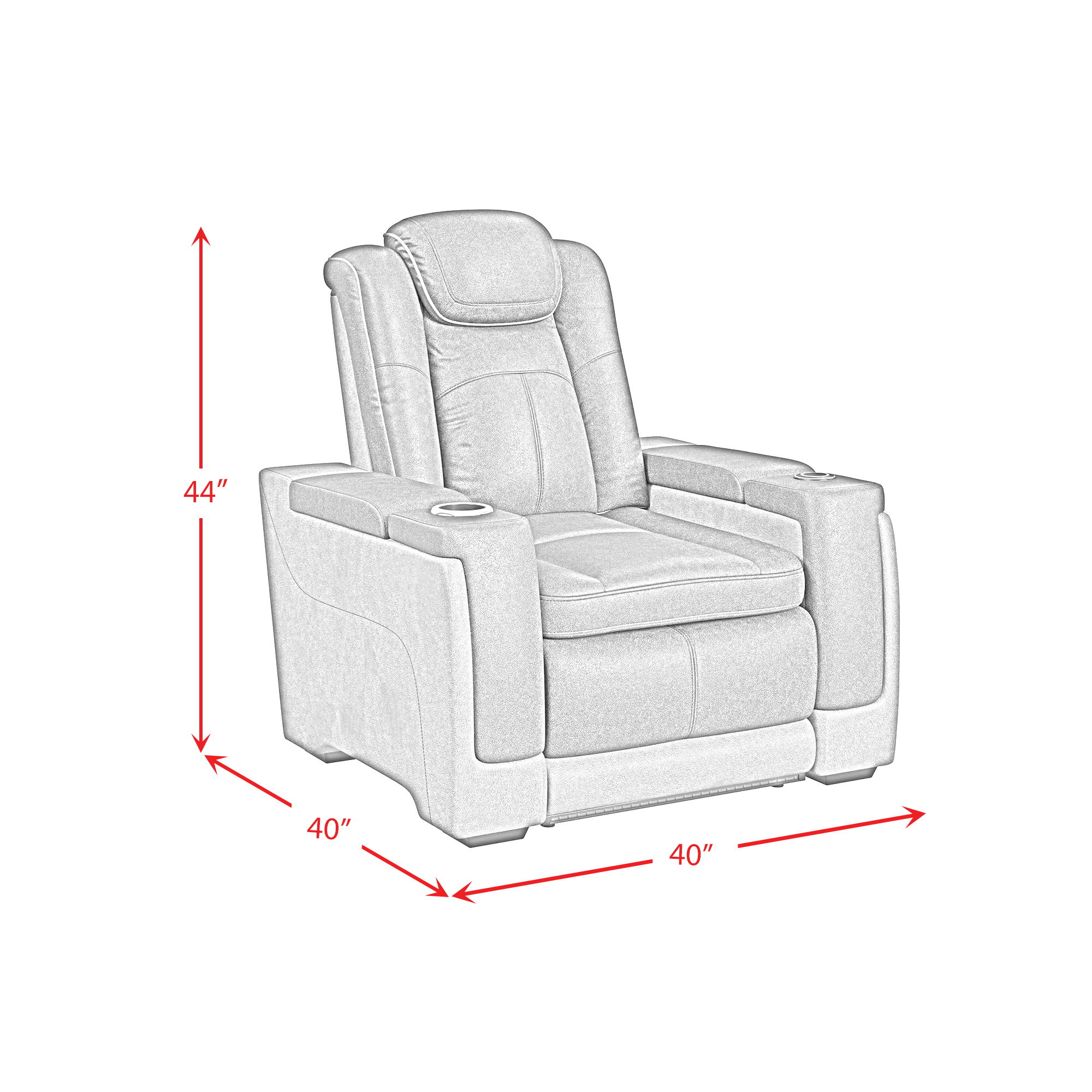 Lantana - LED Power Motion Recliner With Power Headrest, Wireless Charger And Cup Holder - Rocky Cement / Charcoal