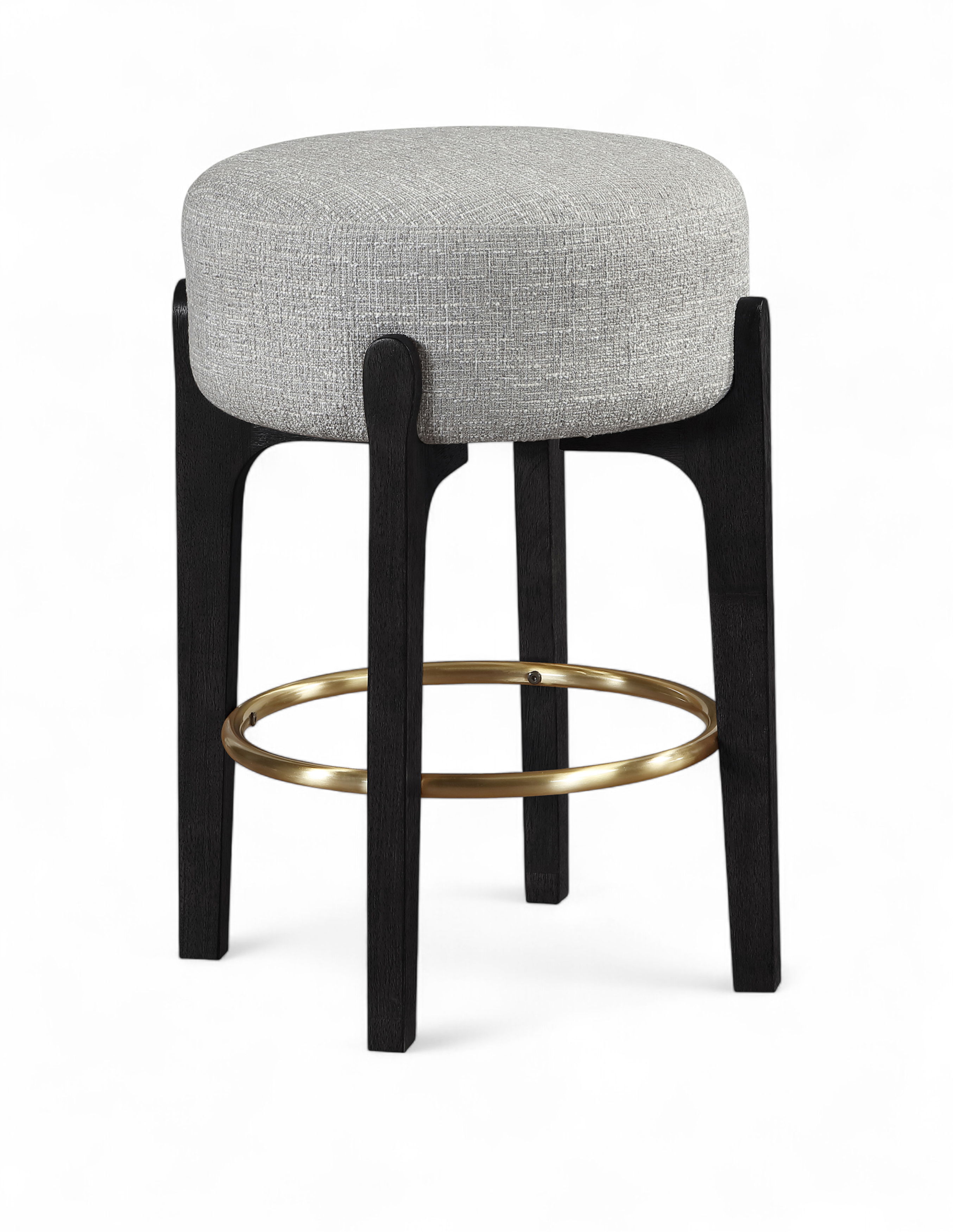 Torino - Fabric Upholstered Backless Counter Stool (Set of 2) - Gray / Brushed Black