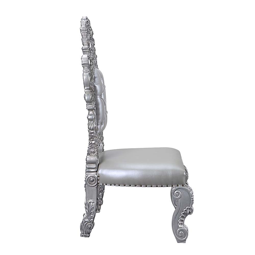 Valkyrie - Side Chair (Set of 2) - Synthetic Leather & Antique Platinum, silver, view 3