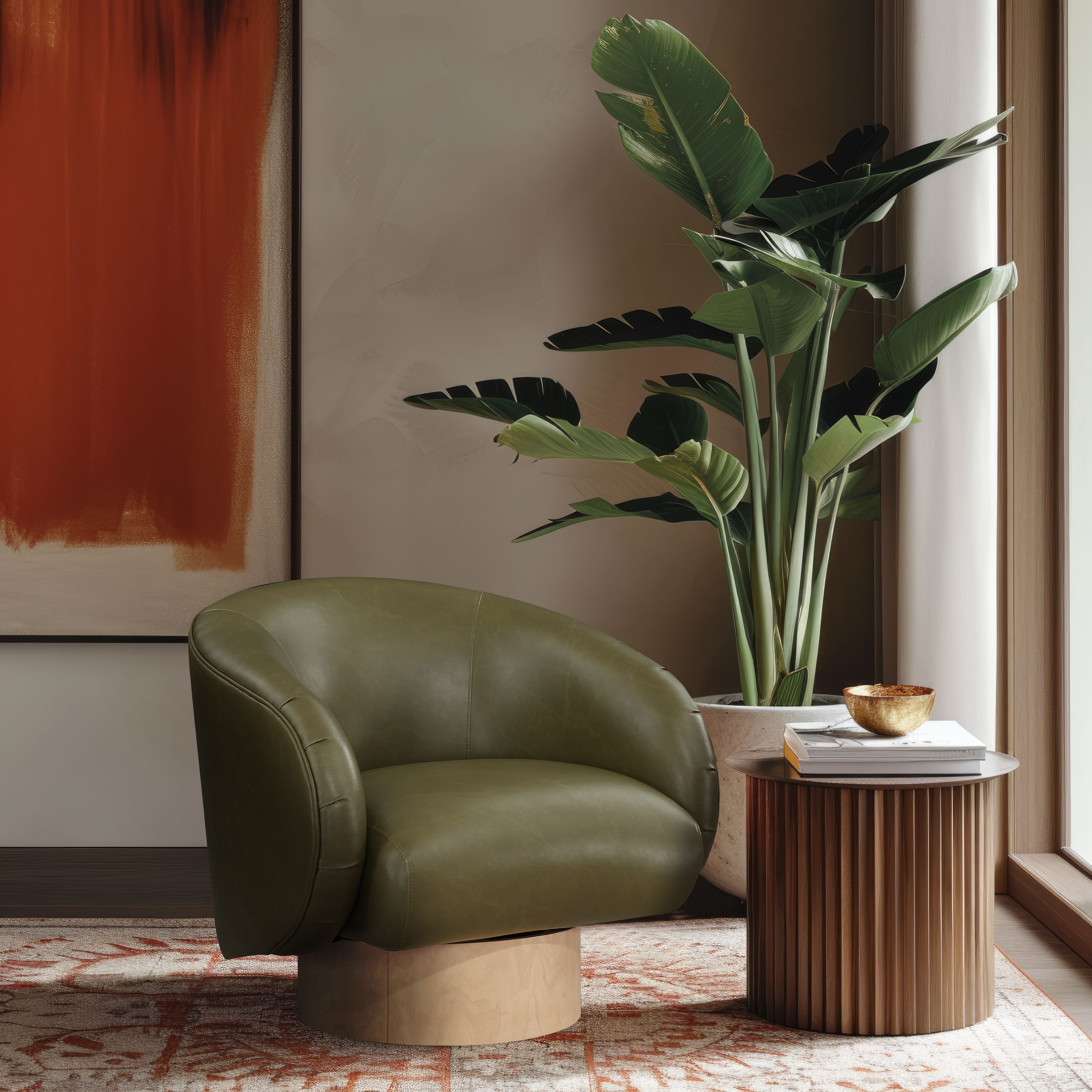 Gibson - Swivel Accent Chair - Olive