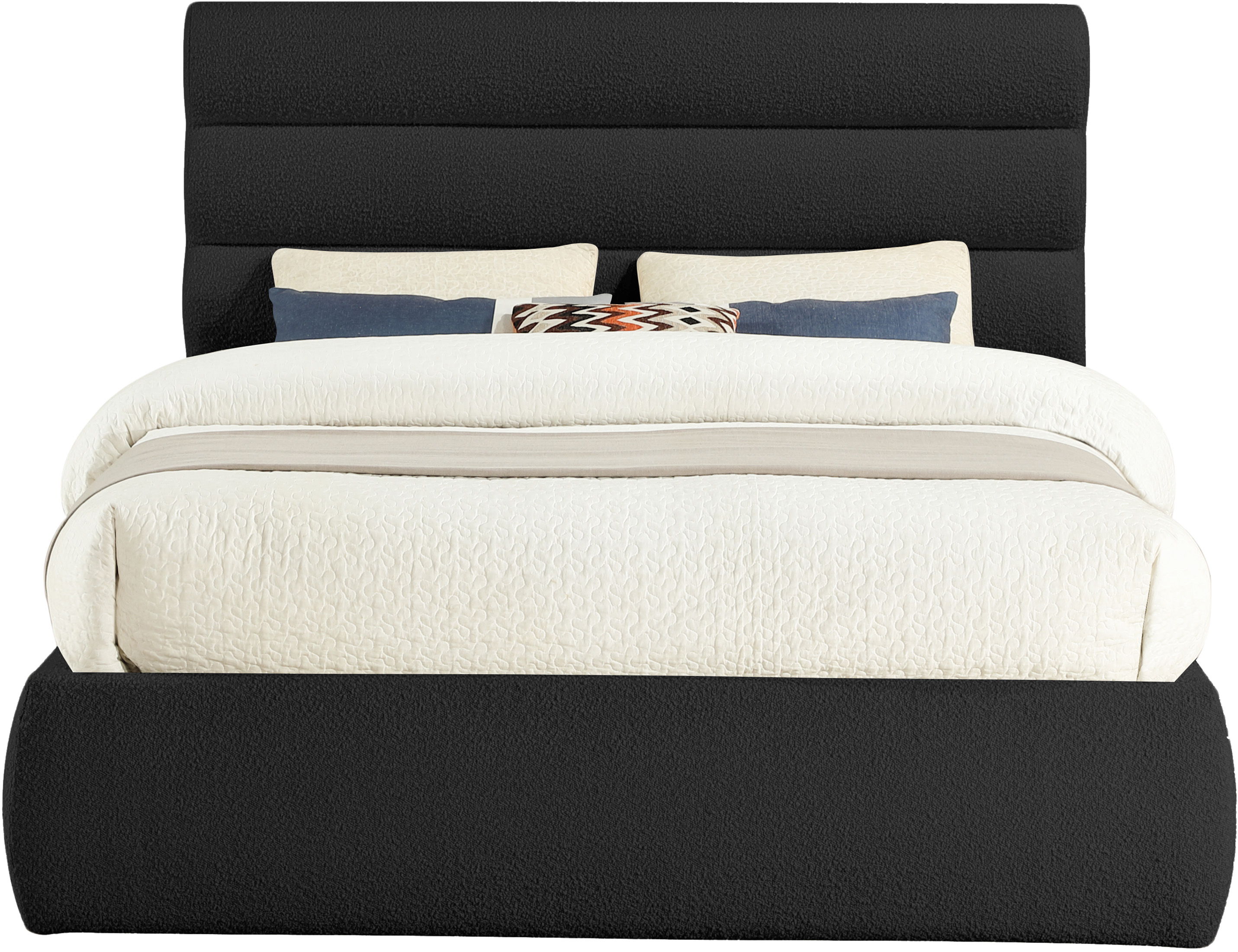 Adam - Boucle Fabric Queen Bed With 52" Headboard - Black