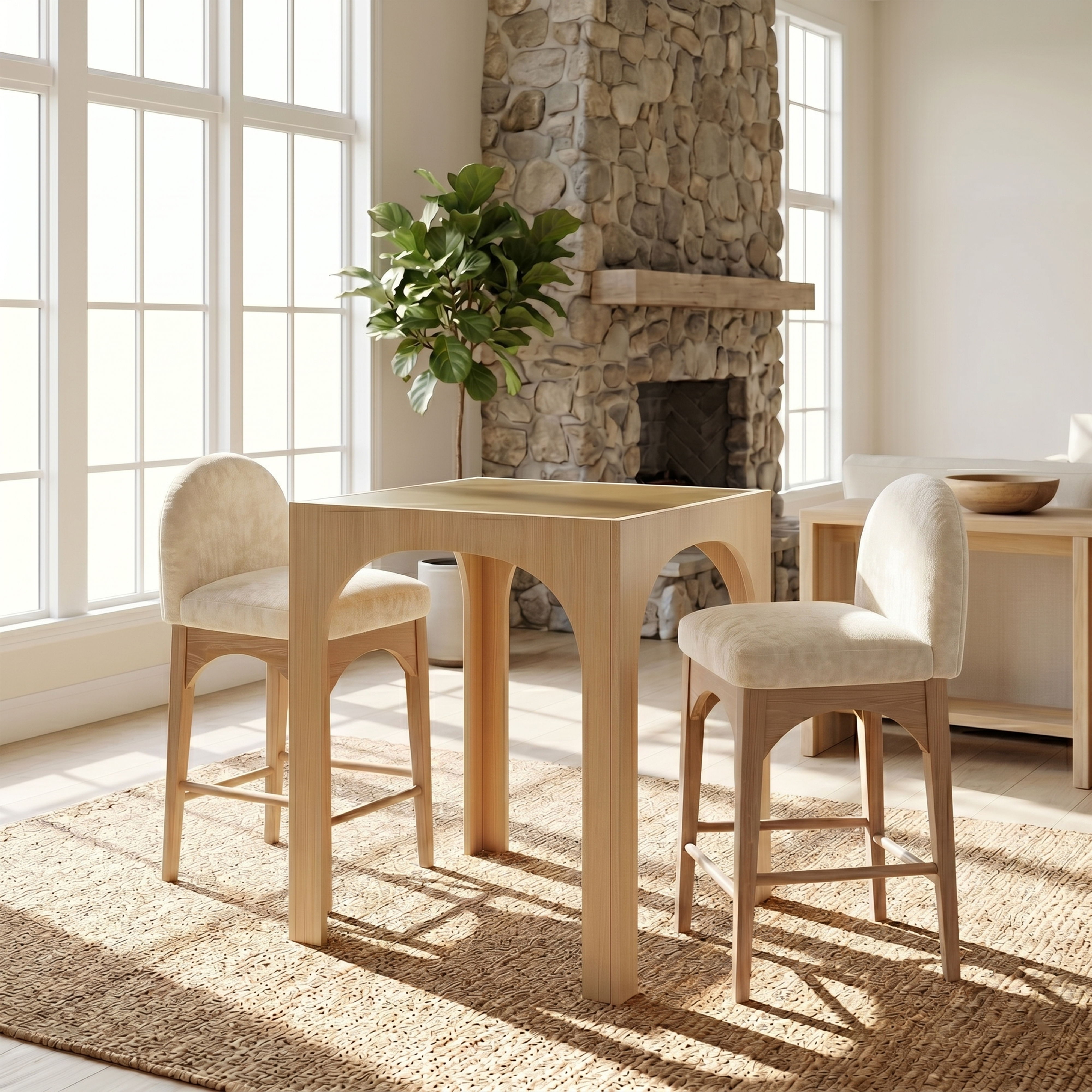 Waldorf - Tempered Glass Top Counter Height Table - Natural