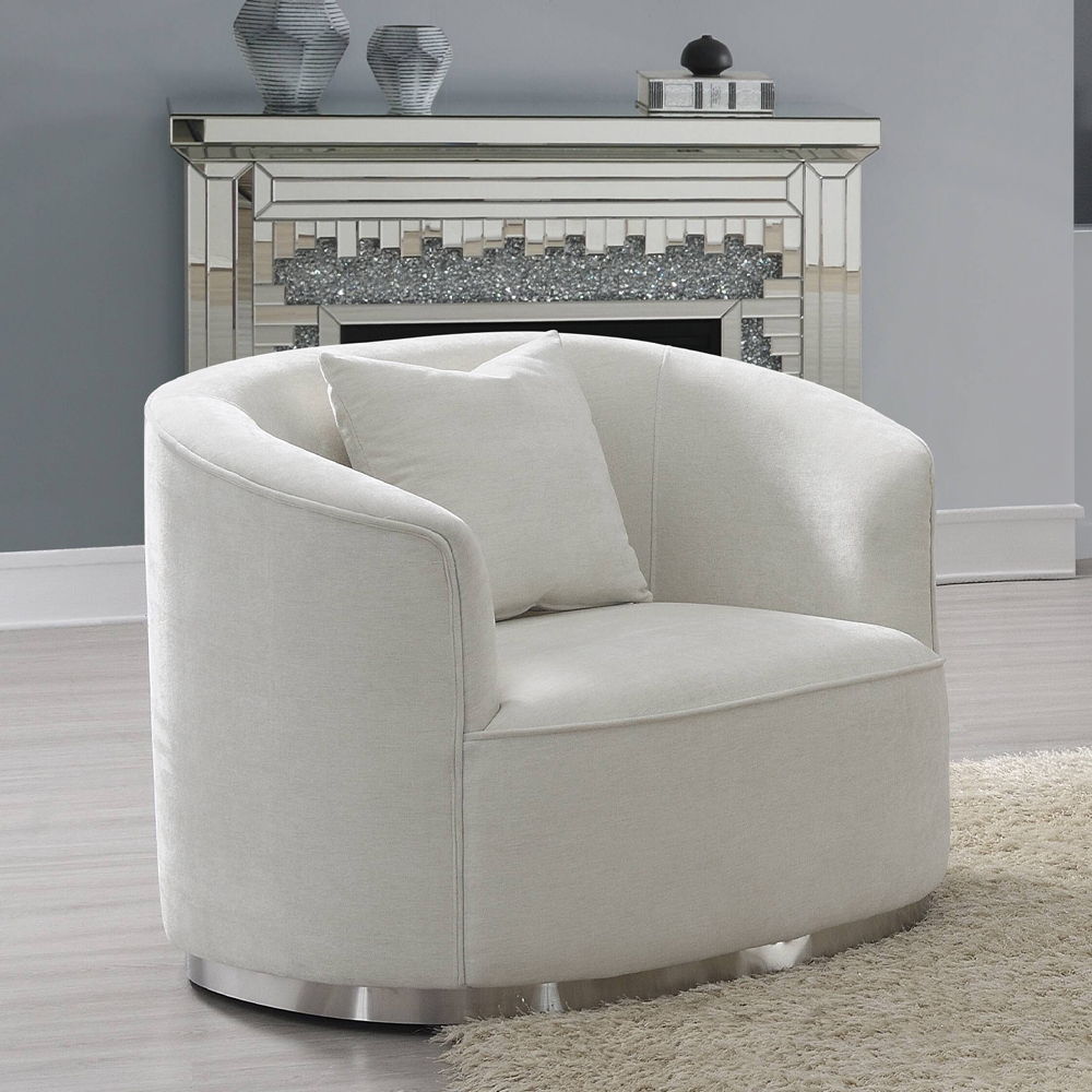 Odette - Chair With Pillow - Beige Chenille, white