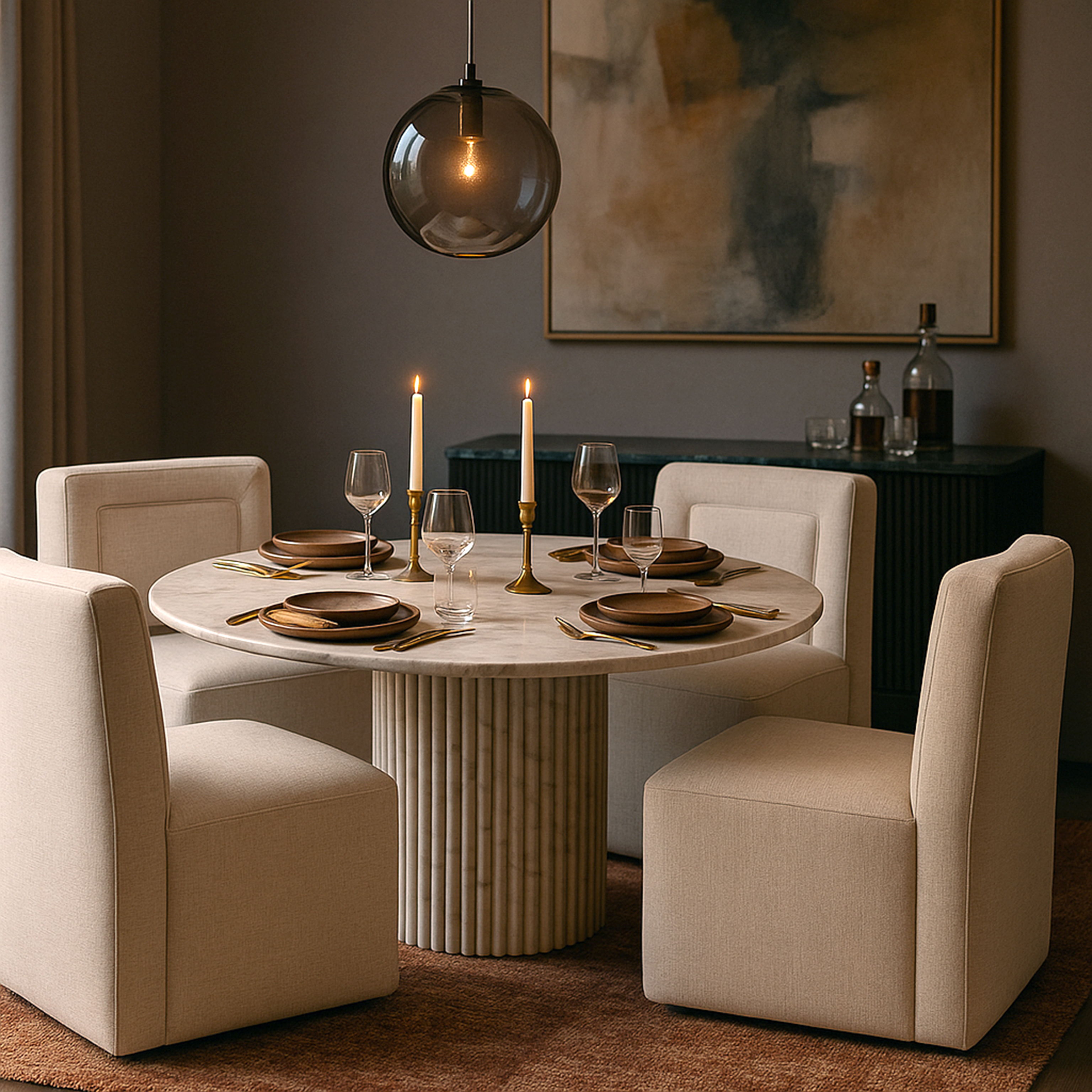 Duvina - Chenille Performance Fabric Dining Chair - Cream
