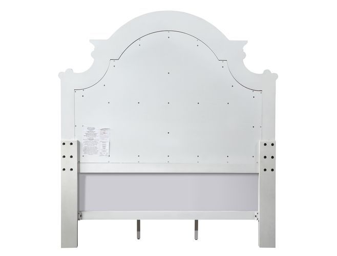 Florian - Queen Bed - Beige Synthetic Leather & Antique White, white, view 3