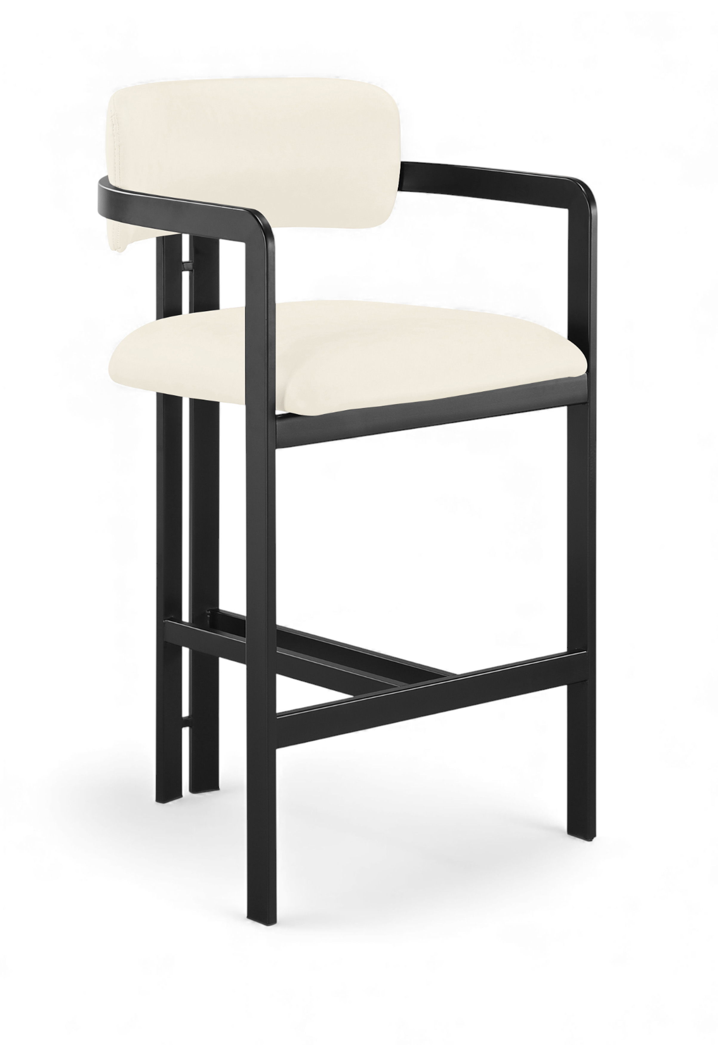 Aurum - Vegan Leather Upholstered Counter Stool - Cream / Graphite Black