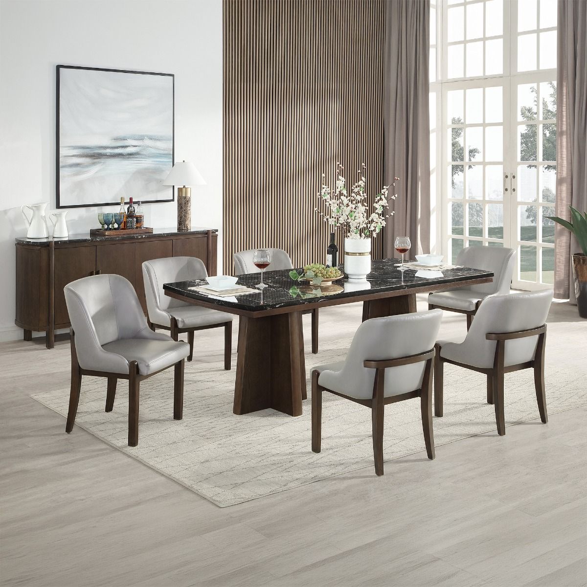 Estella - Side Chair (Set of 2) - Gray & Walnut, gray, view 2