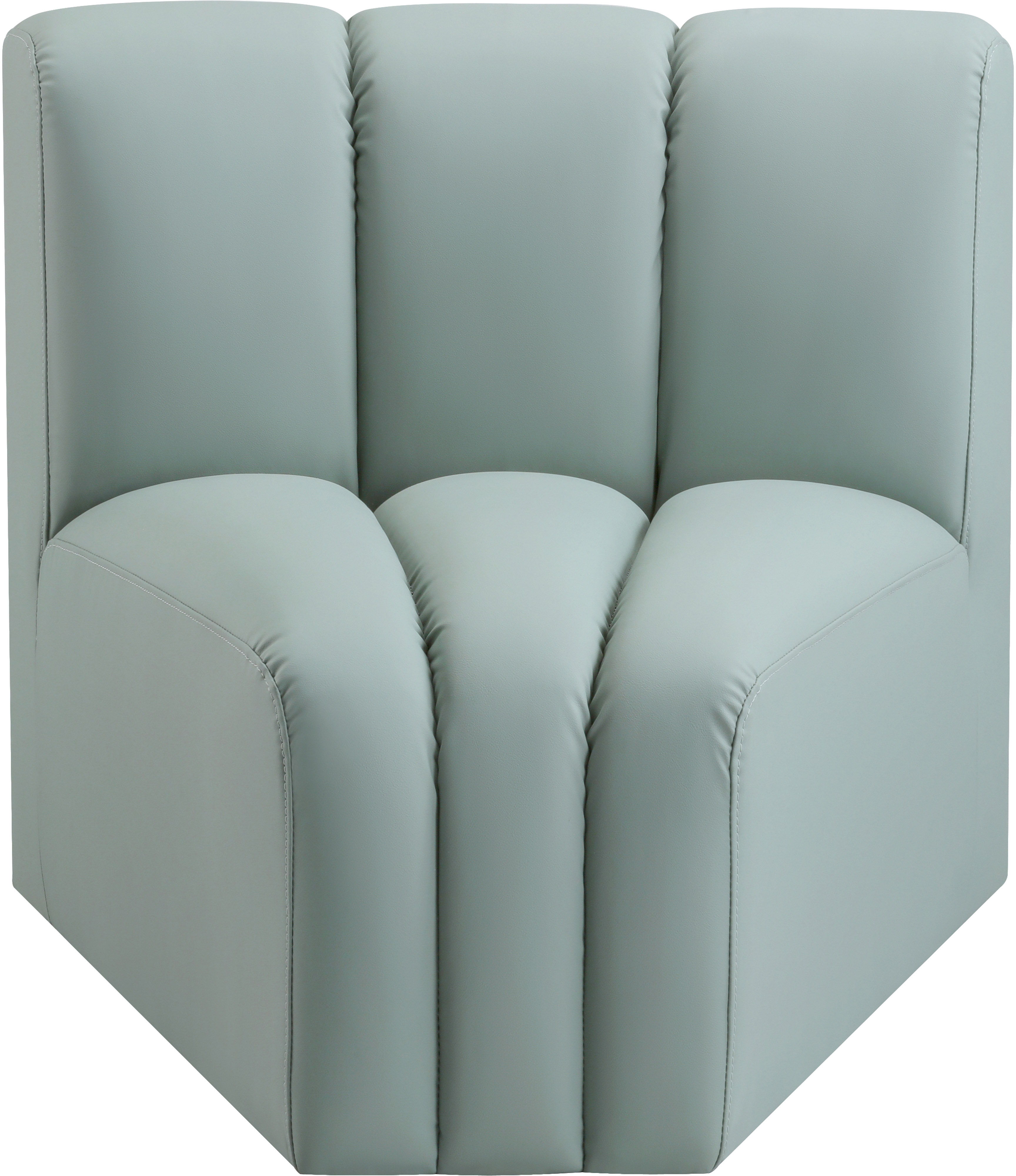 Arc - Faux Leather Curved Corner Chair - Mint Green