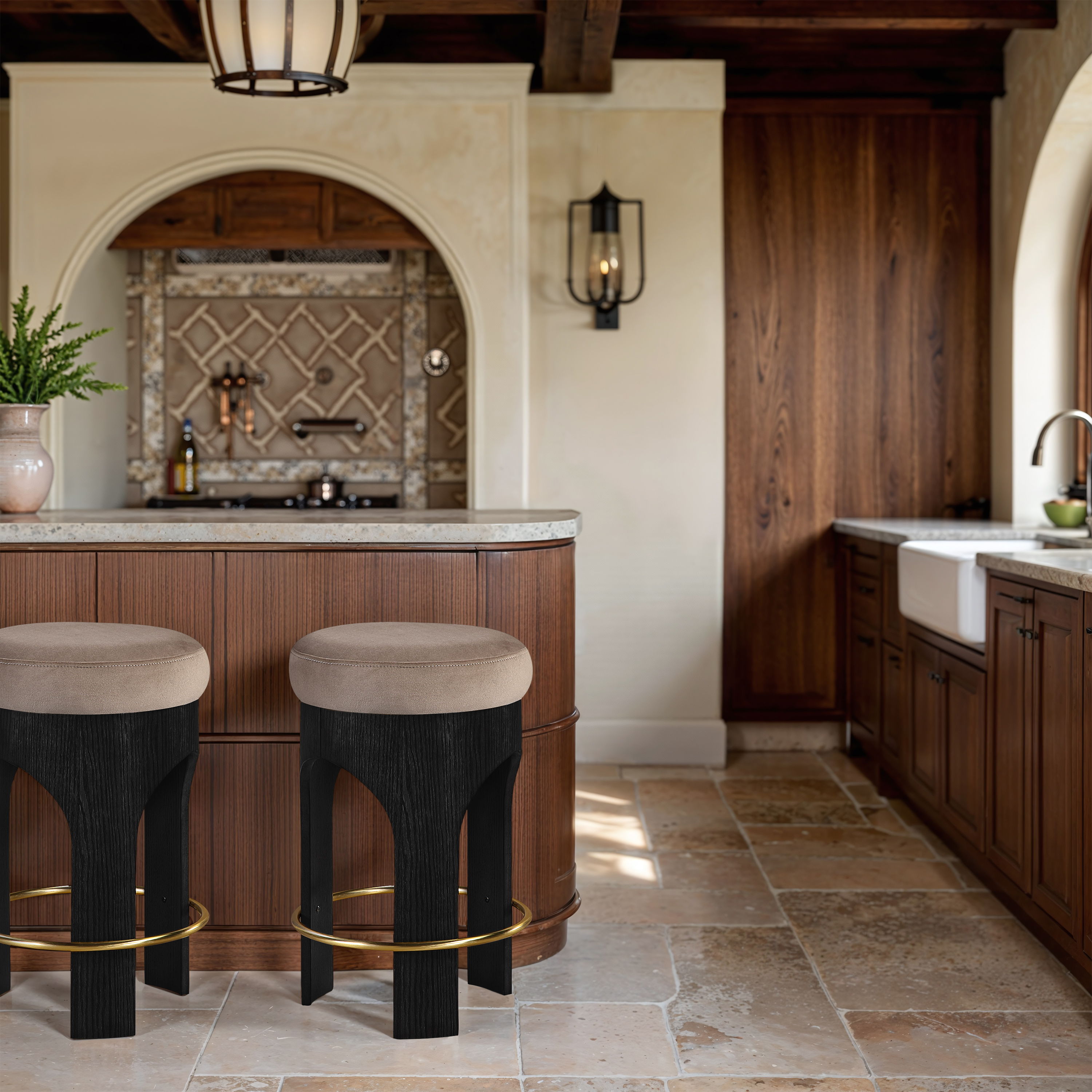 Bocceli - Upholstered Counter Stool - Taupe